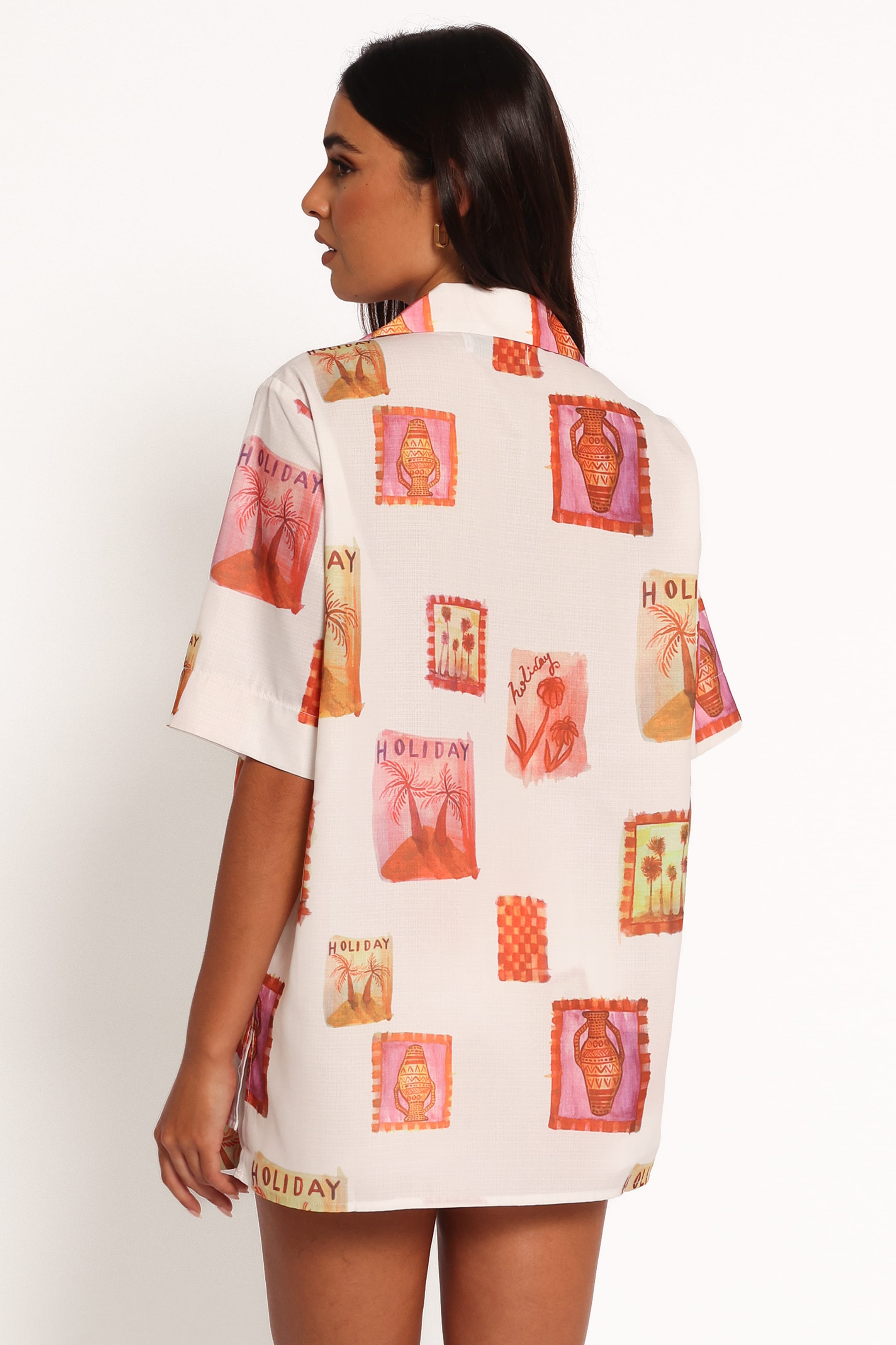 TOPS Aaliyah Tie Front Top - White Multi