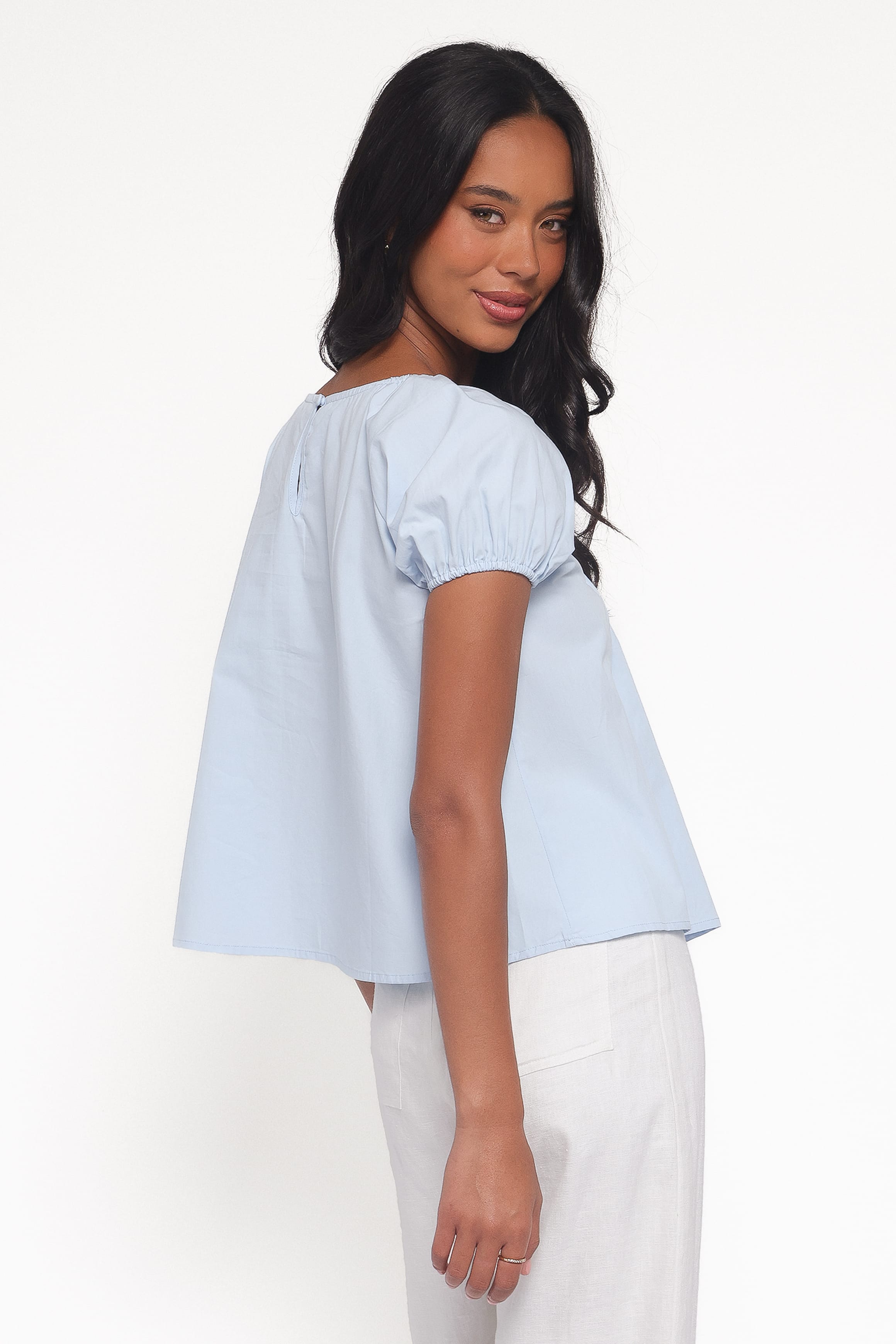 TOPS Abbot Pleated Top - Blue