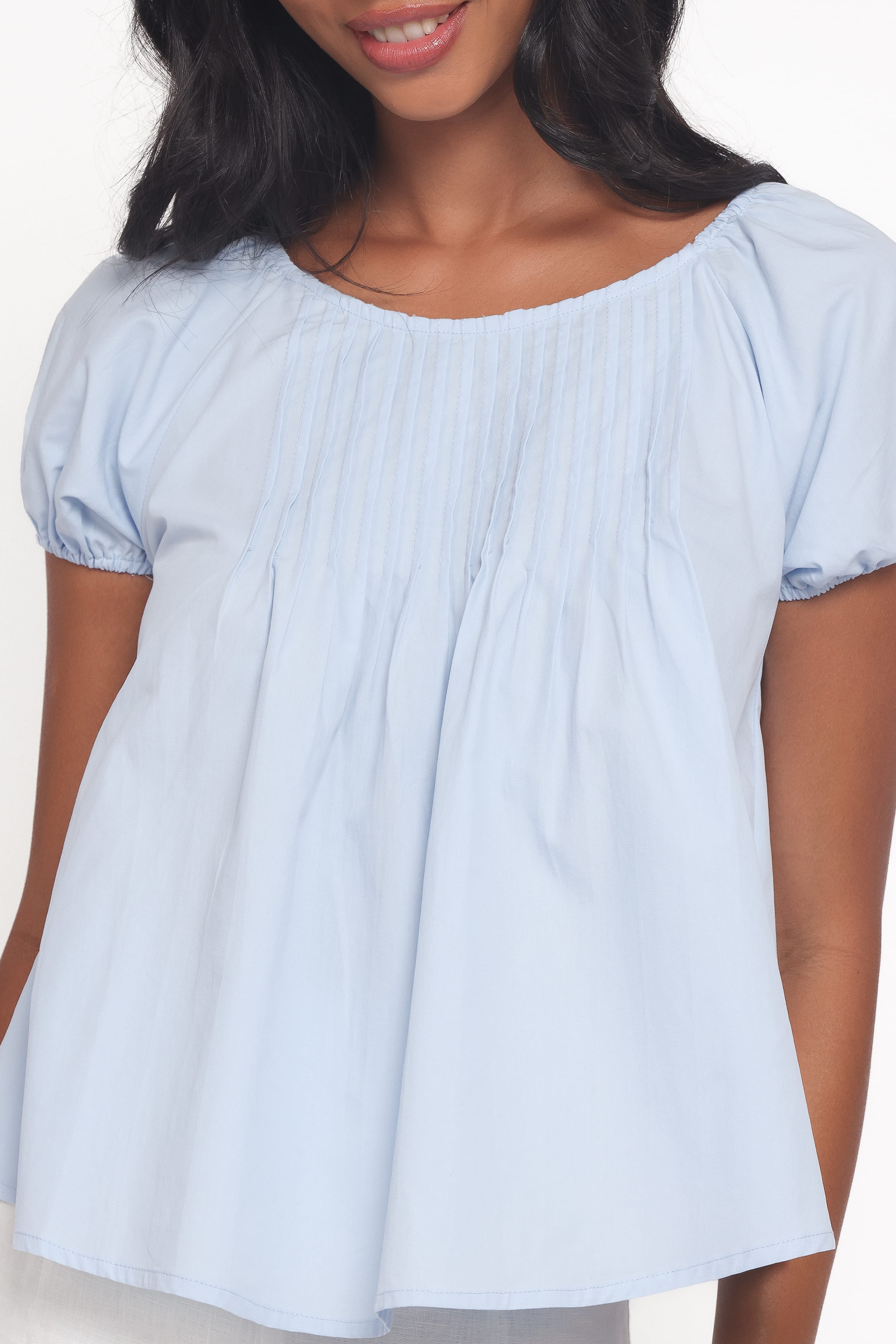 TOPS Abbot Pleated Top - Blue