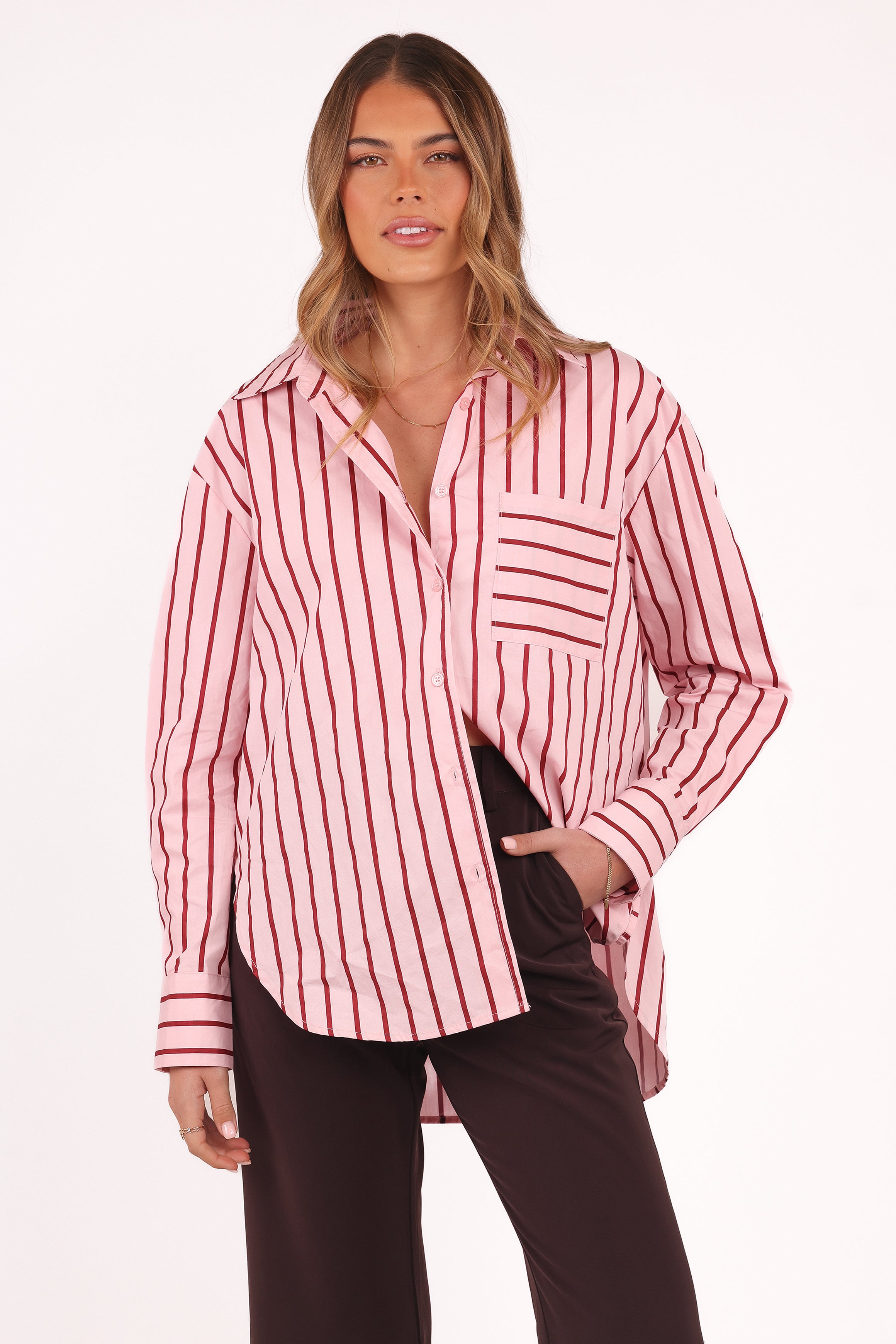 TOPS Adam Stripe Shirt - Pink