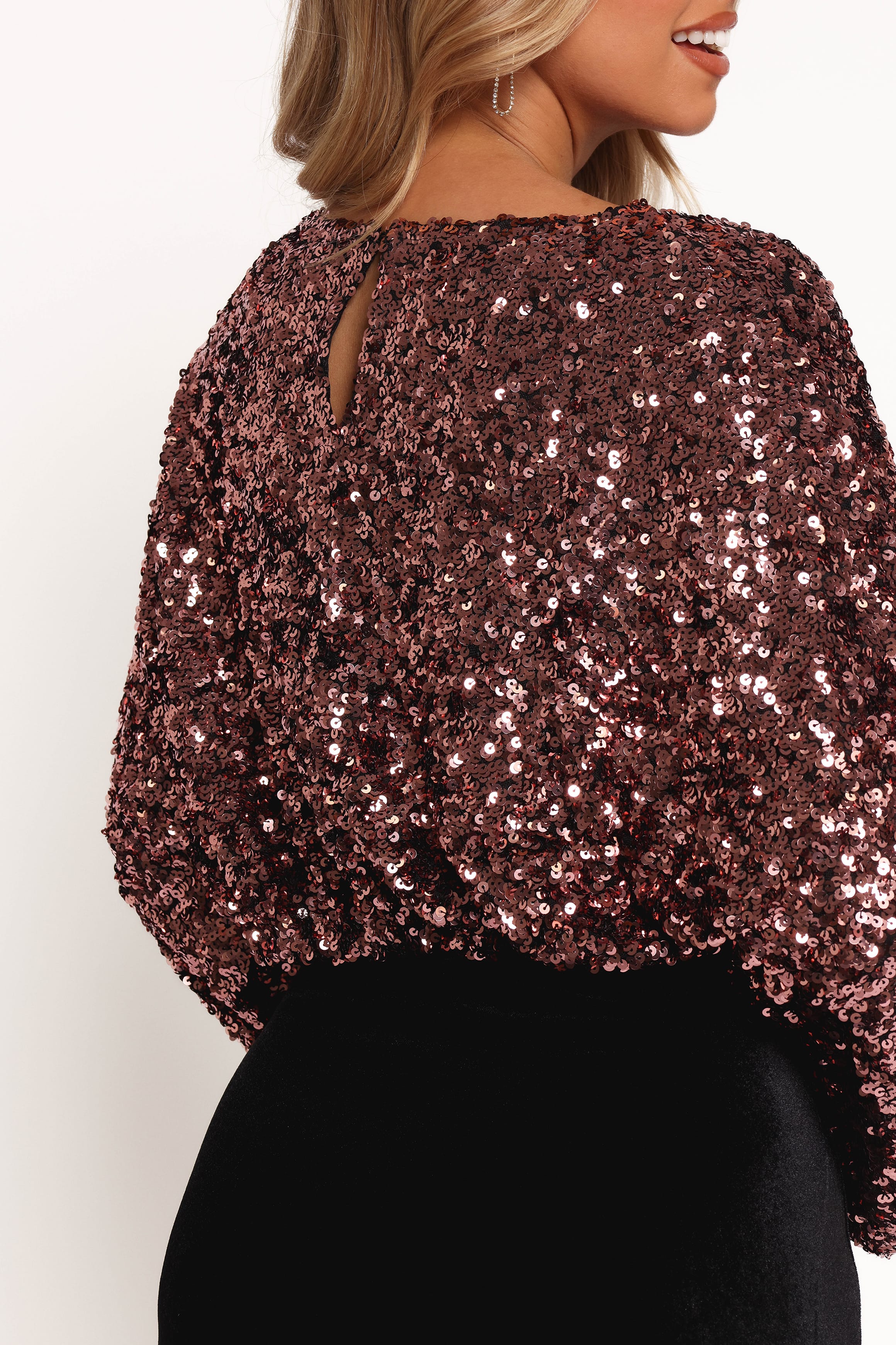 TOPS Adelina Sequin Top - Black Rose