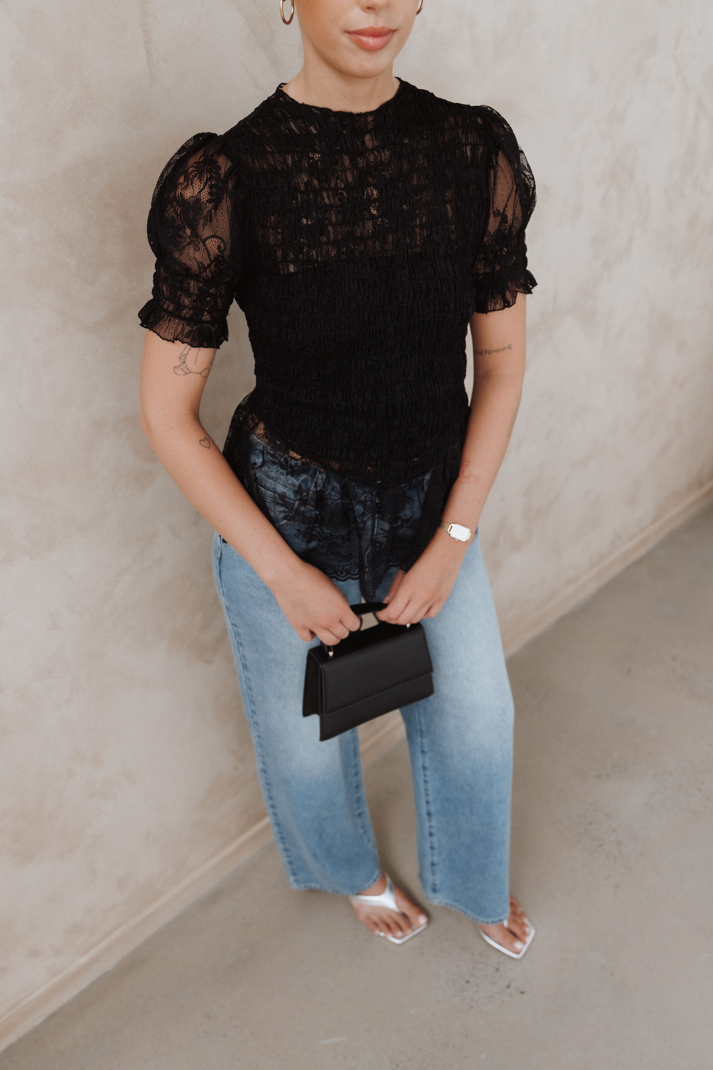 TOPS Adeline Peplum Top - Black