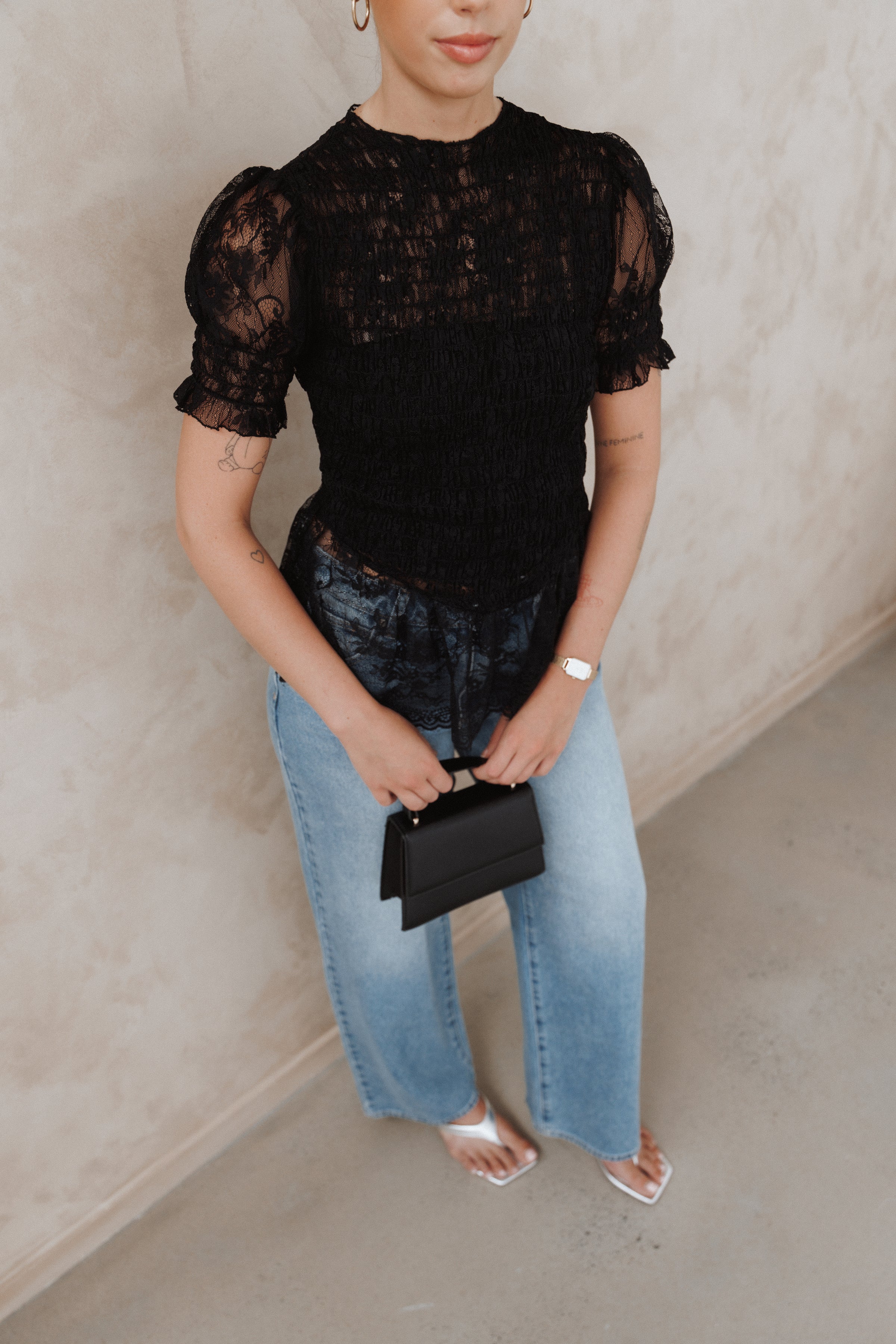 TOPS Adeline Peplum Top - Black