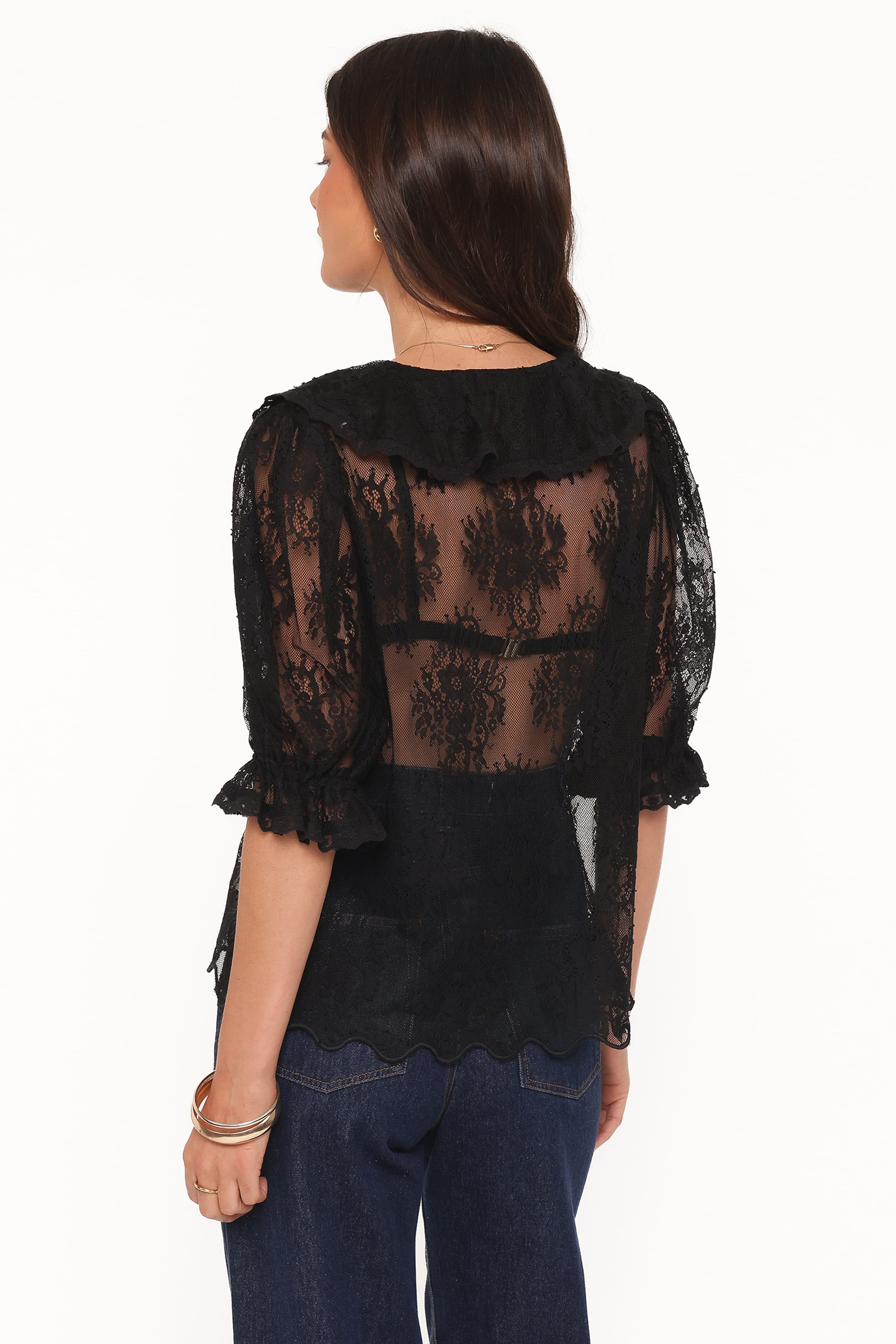 TOPS Adhanna Lace Top - Black