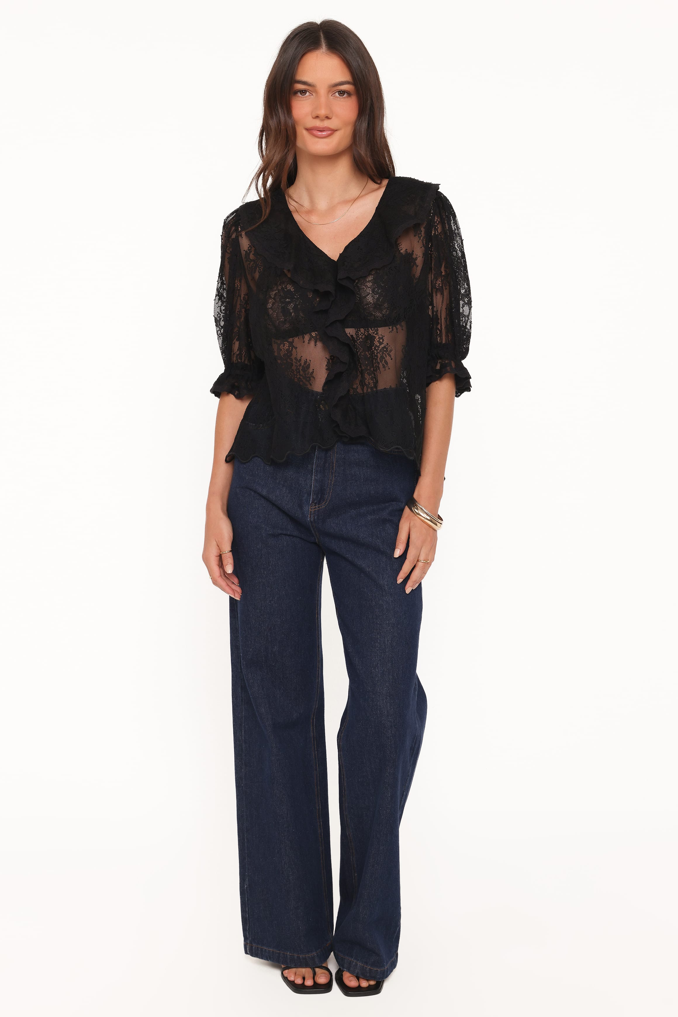 TOPS Adhanna Lace Top - Black