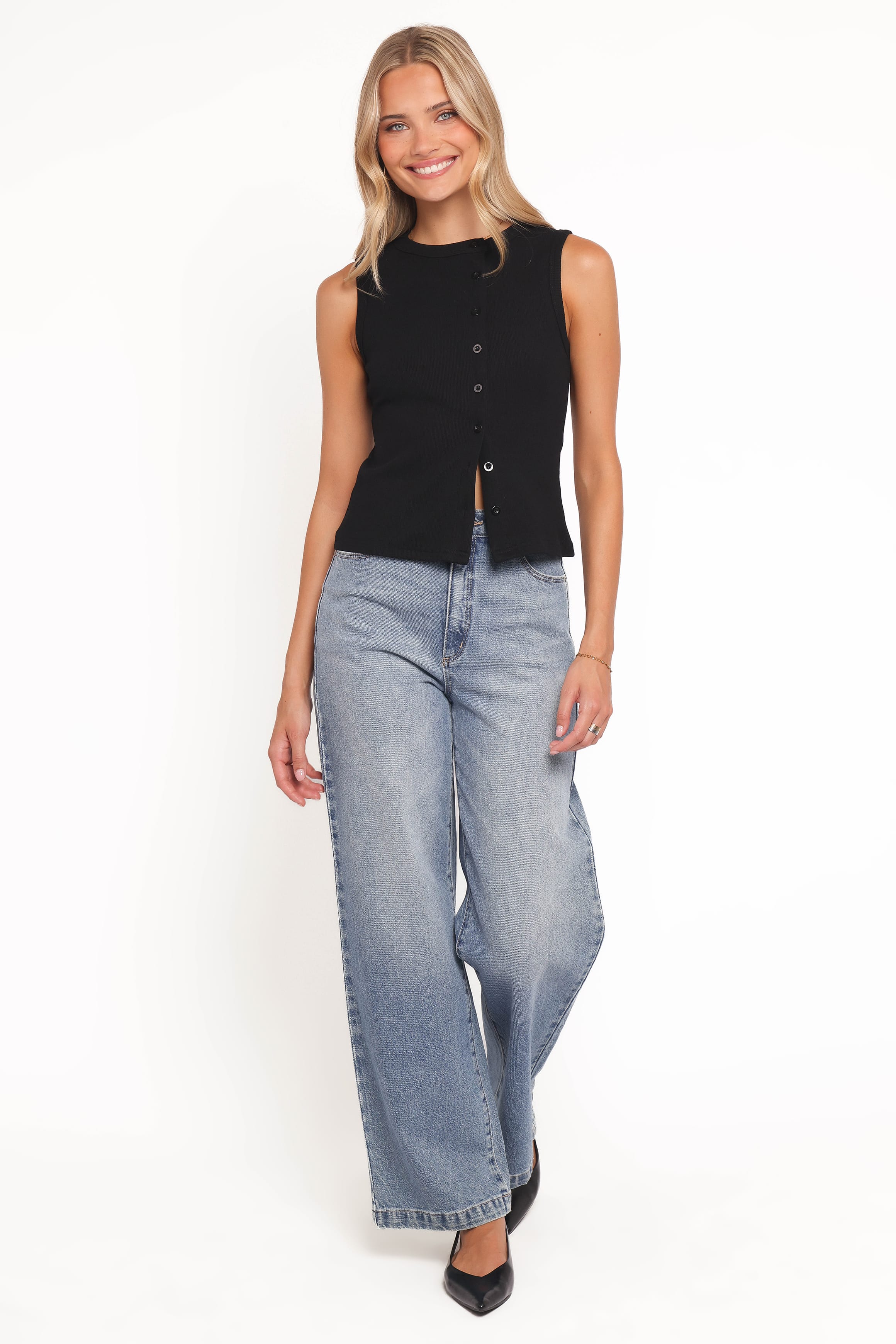 TOPS Agatha Asymmetrical Knit Top - Black