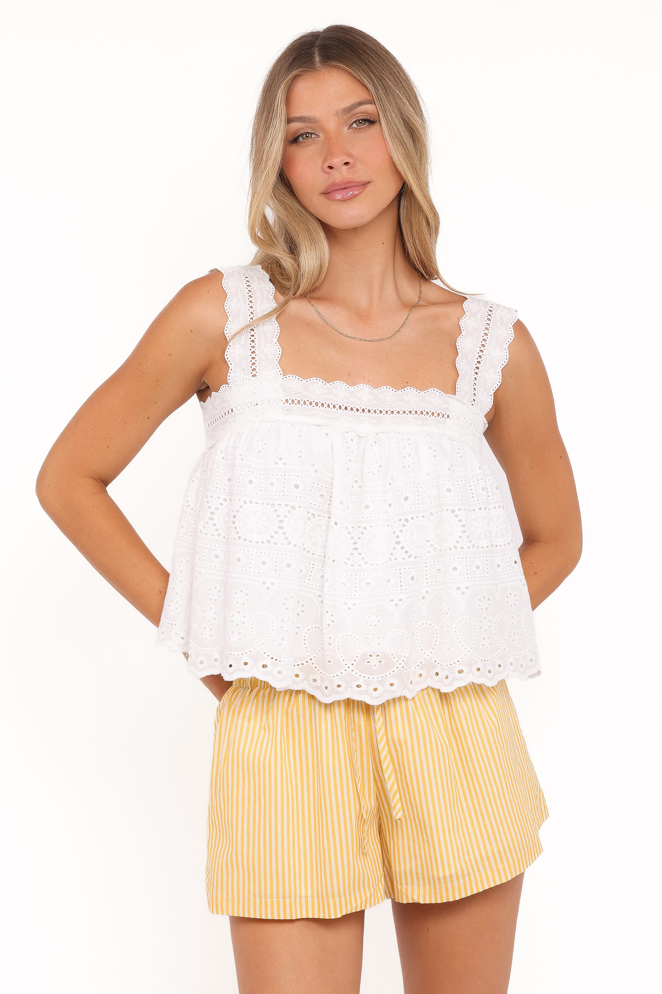 TOPS Aideen Eyelet Top - White