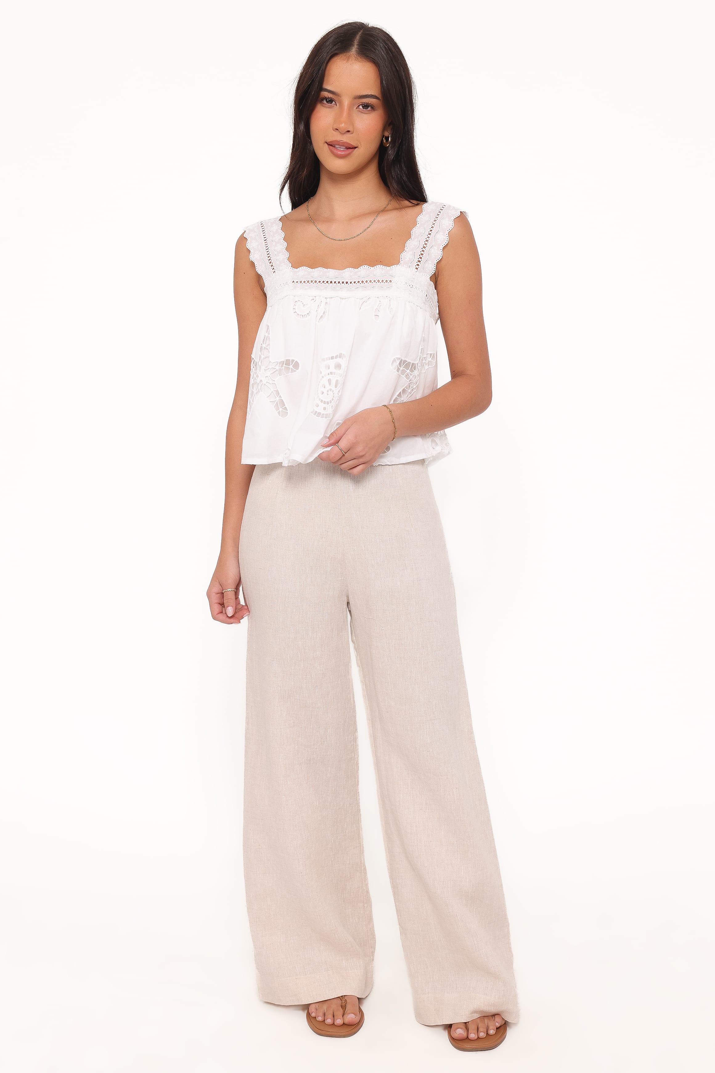 TOPS @Aideen Eyelet Top - White Shell