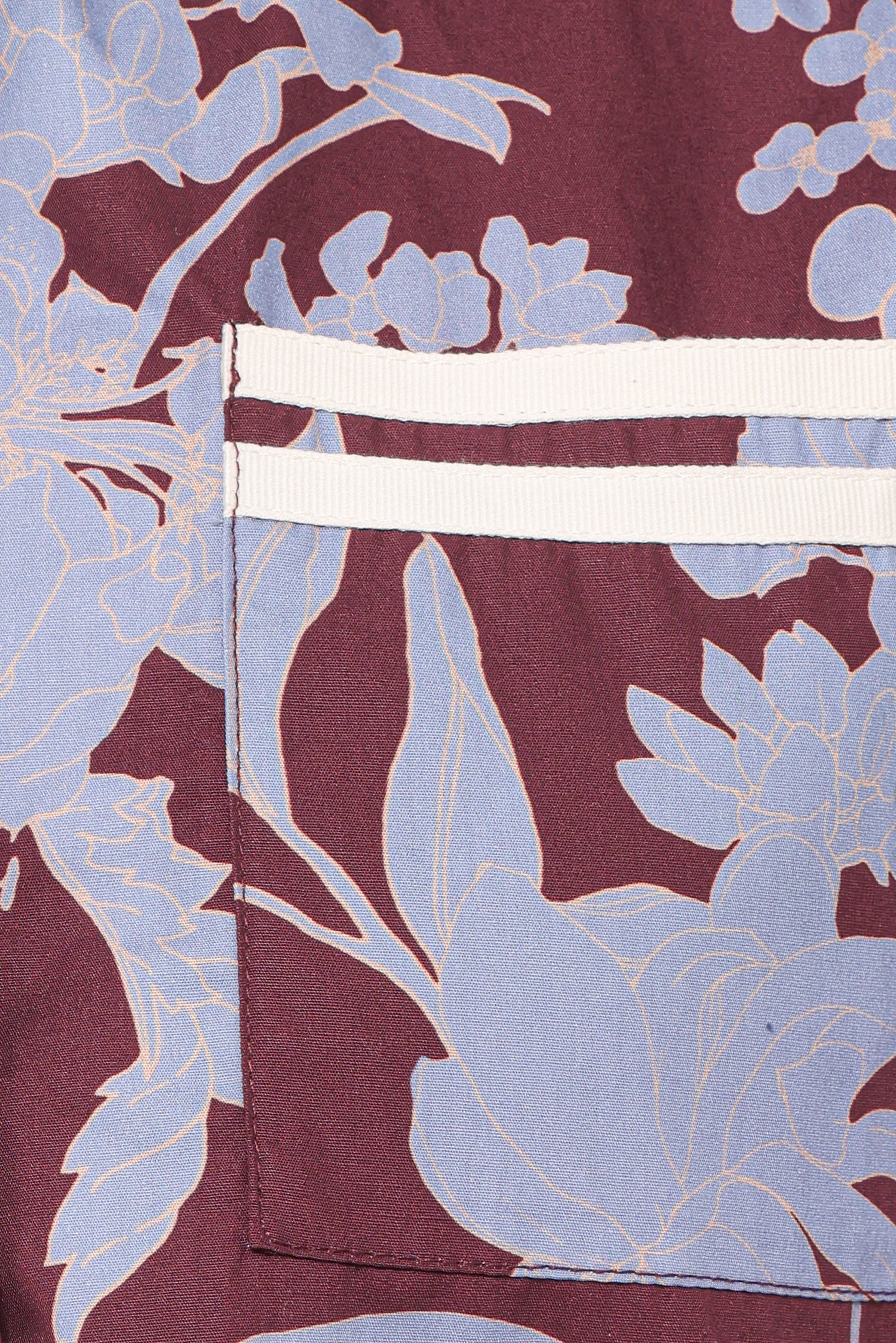 TOPS Aine Cropped Short Sleeve Shirt - Burgundy Floral