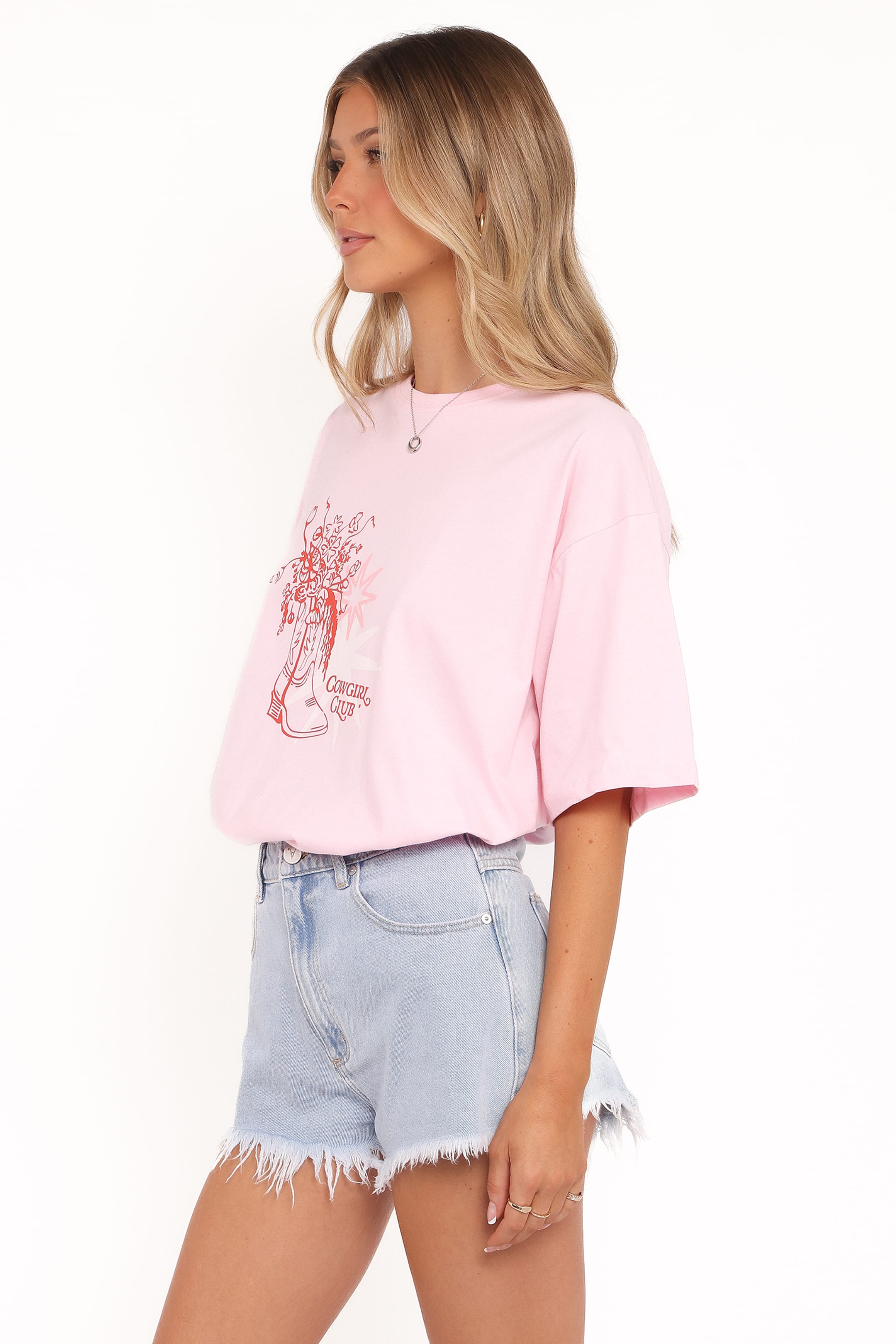TOPS Alanna Cowgirl Club Graphic Tee - Pink