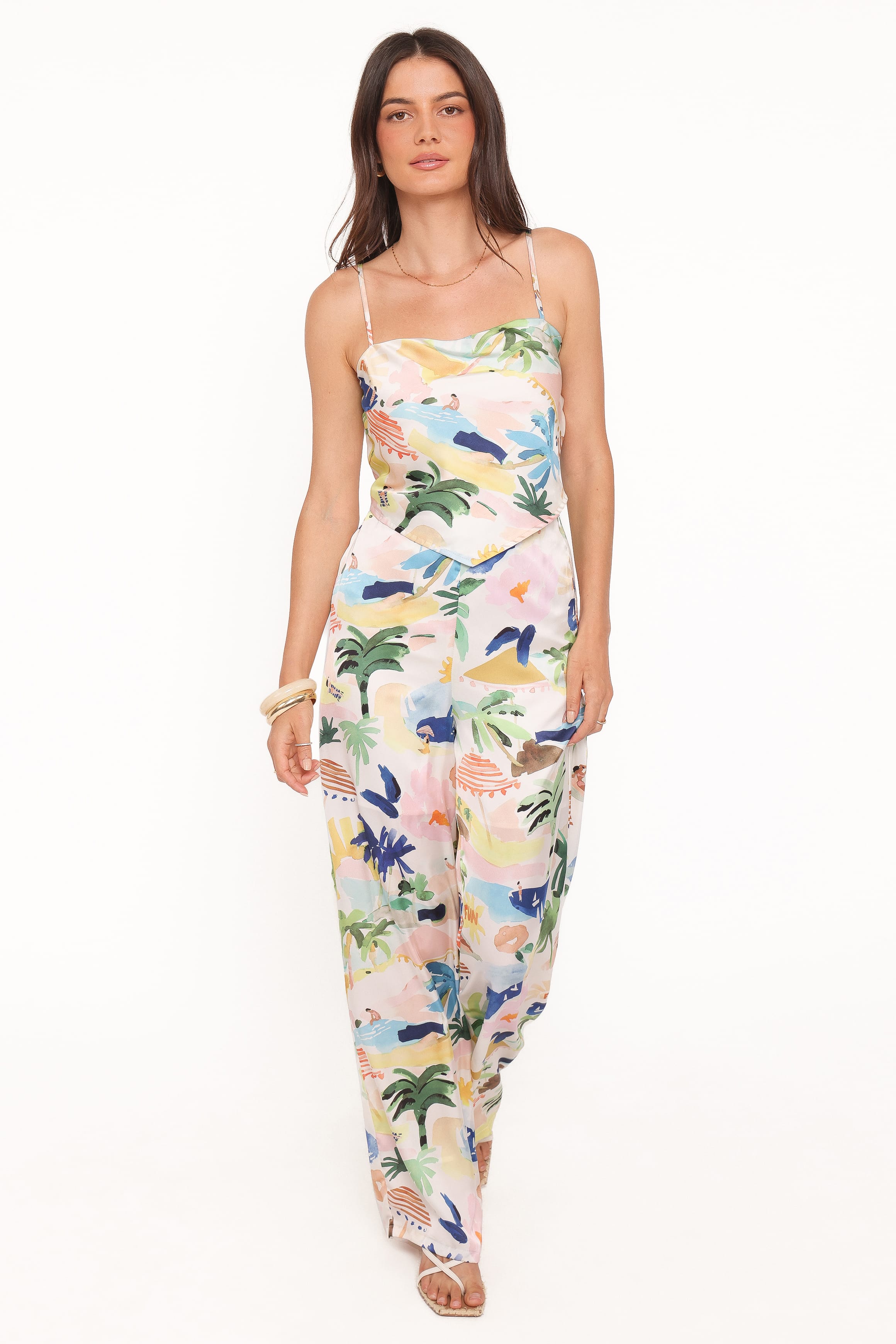 TOPS Alba Scarf Top - Cream Resort Isle