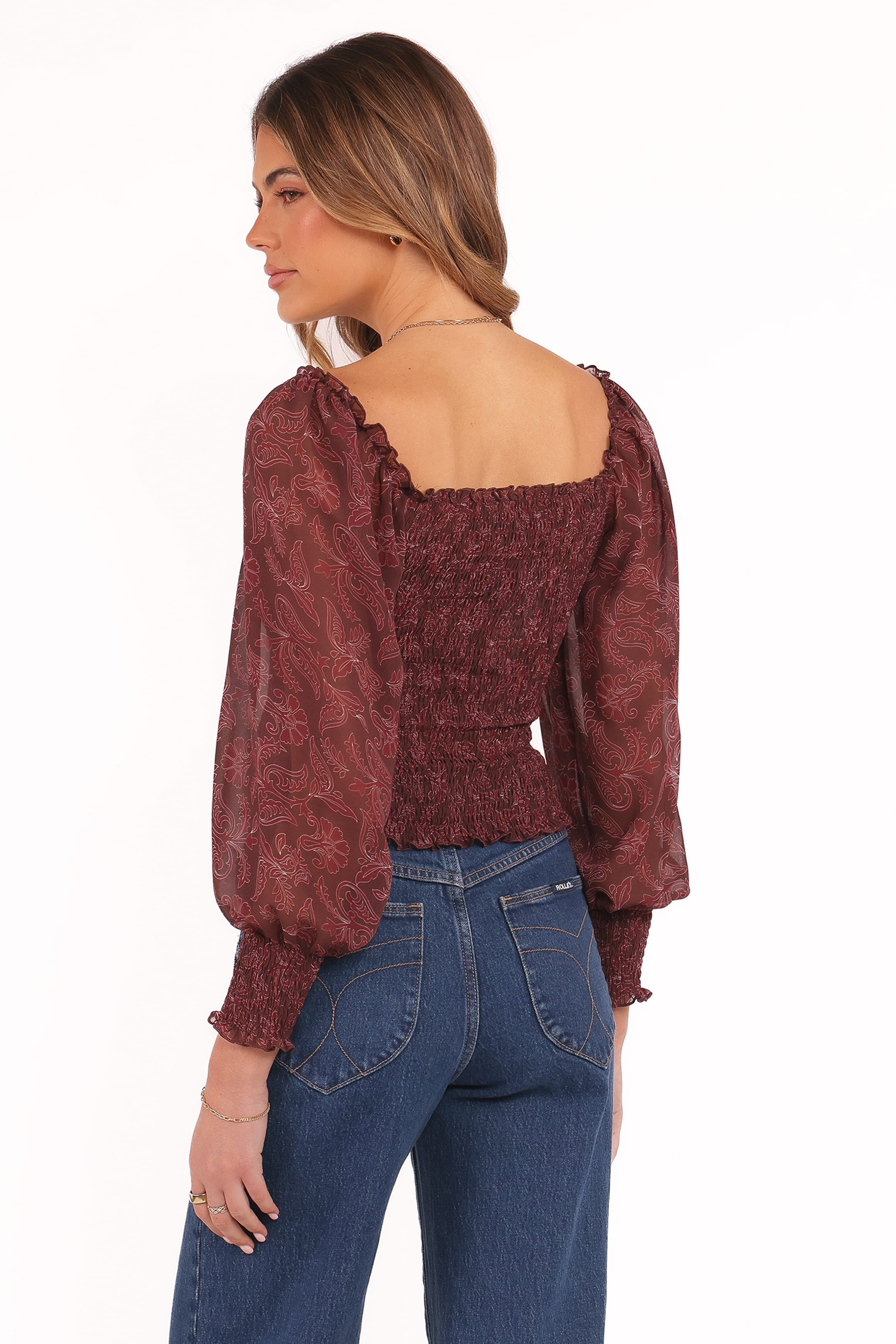 TOPS Alberta Top - Burgundy Paisley