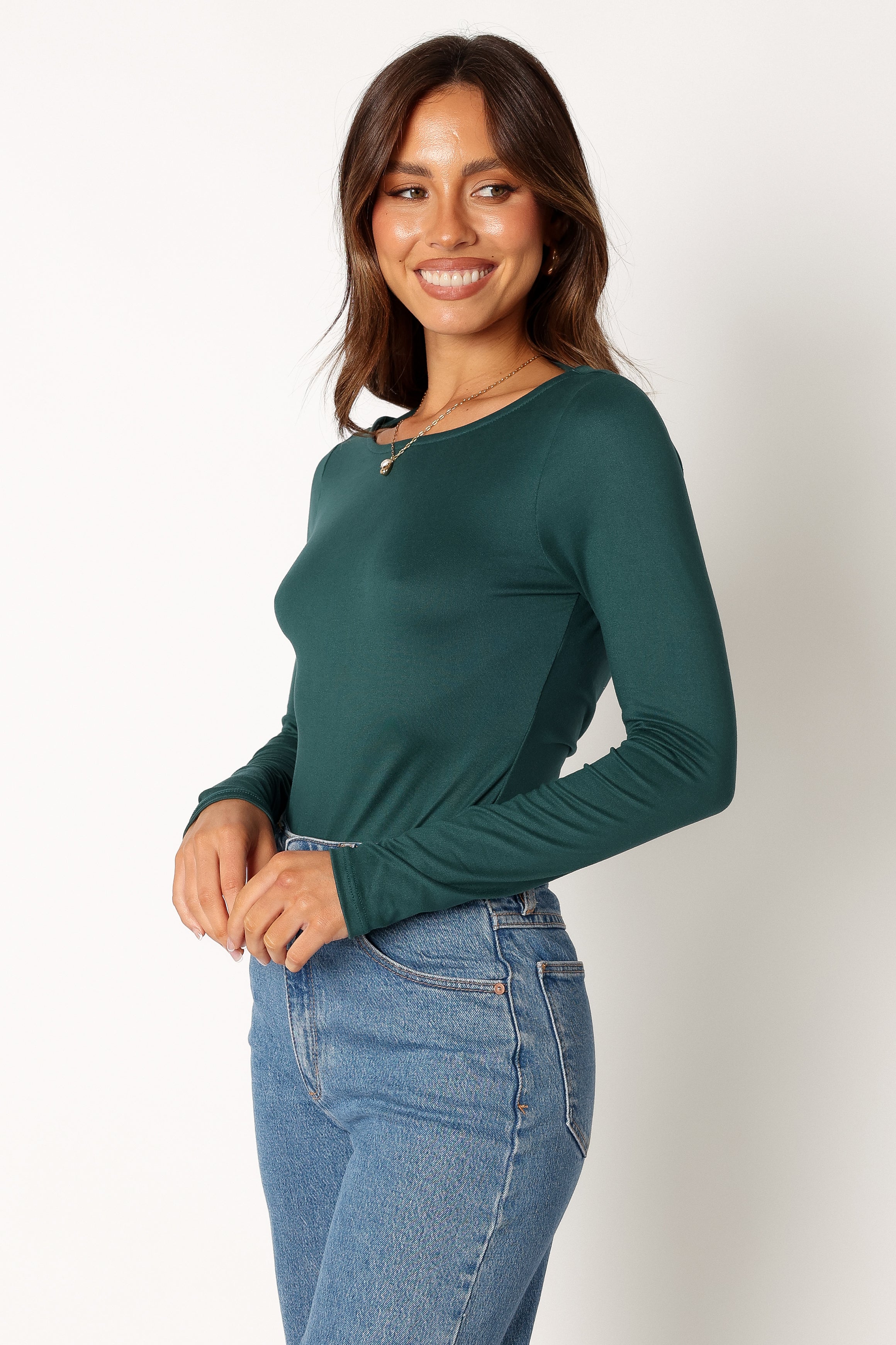 TOPS @Albie Cowl Back Body Suit - Hunter Green