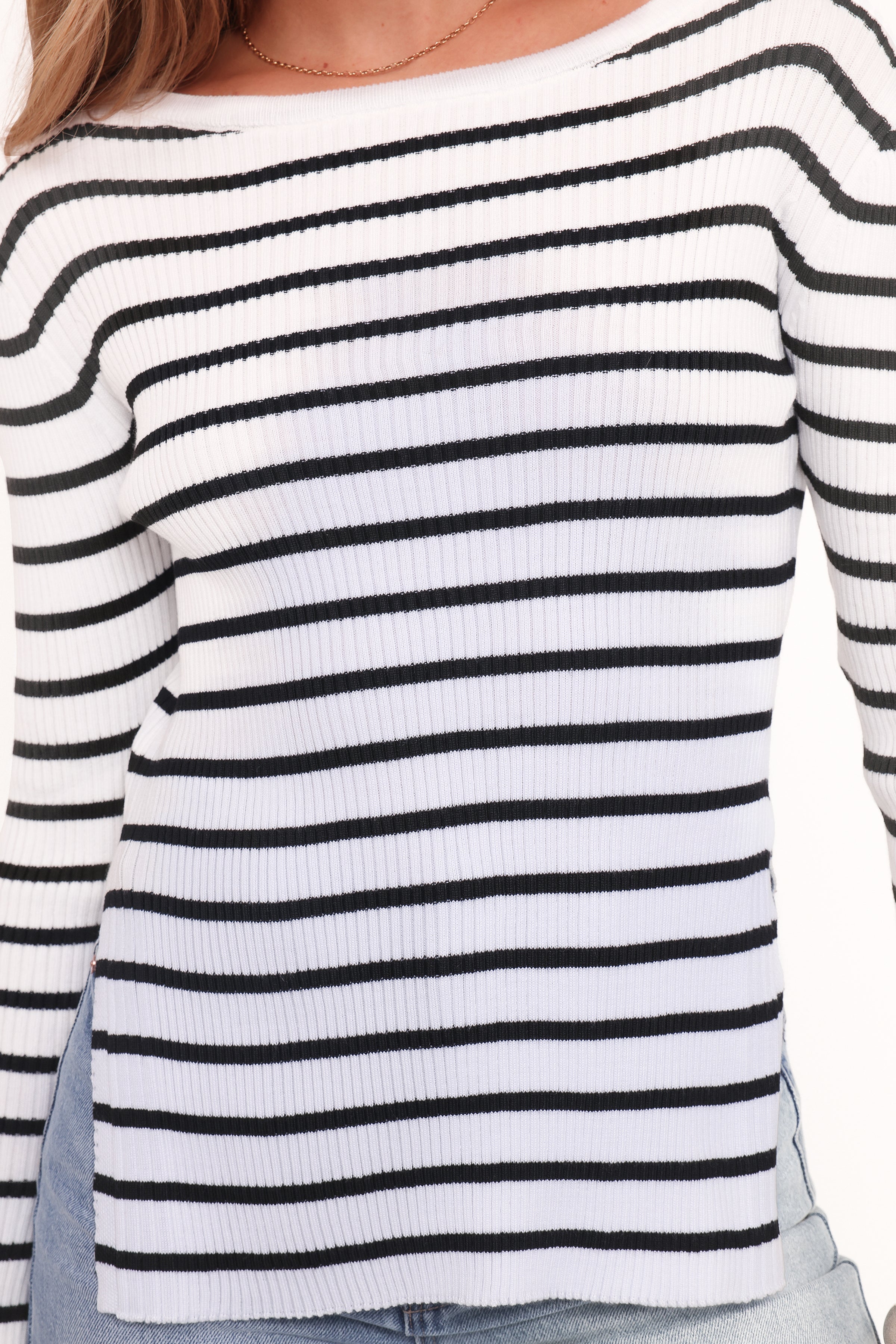 TOPS Alvina Knit Top - White Black Stripe