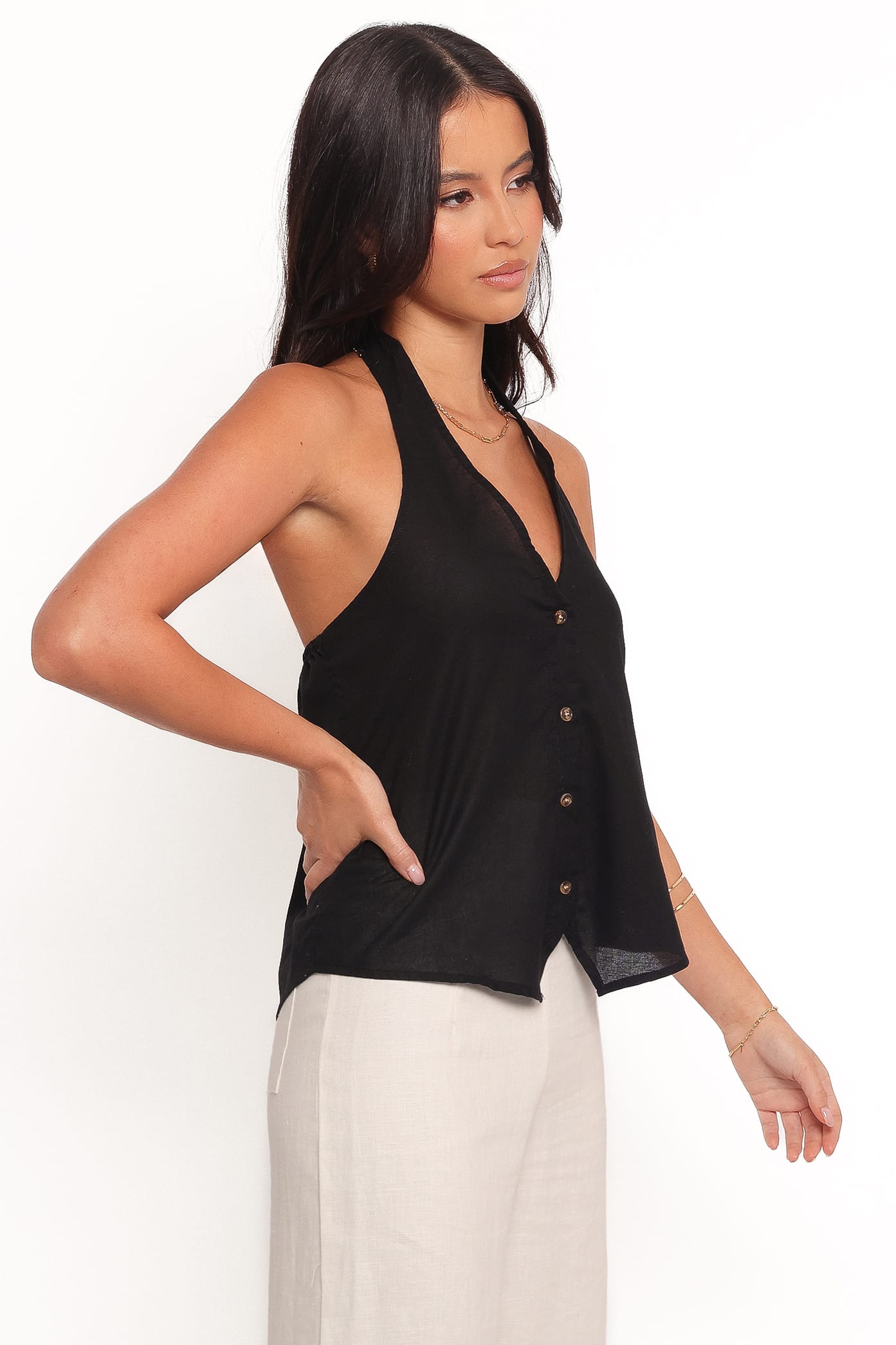 TOPS Aly Halter Top - Black