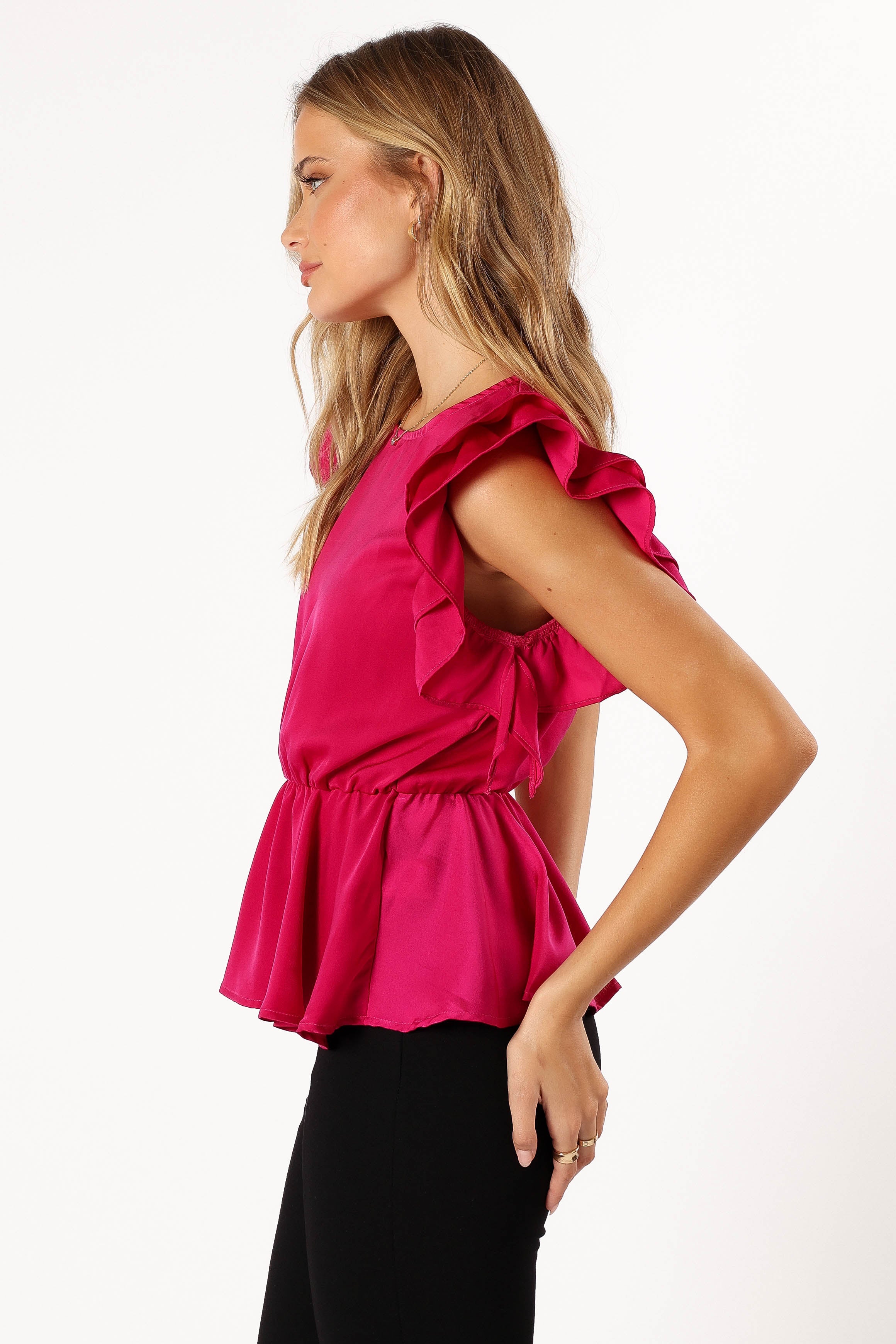 TOPS @Amelia Ruffle Top - Fuchsia (hold for V Day)