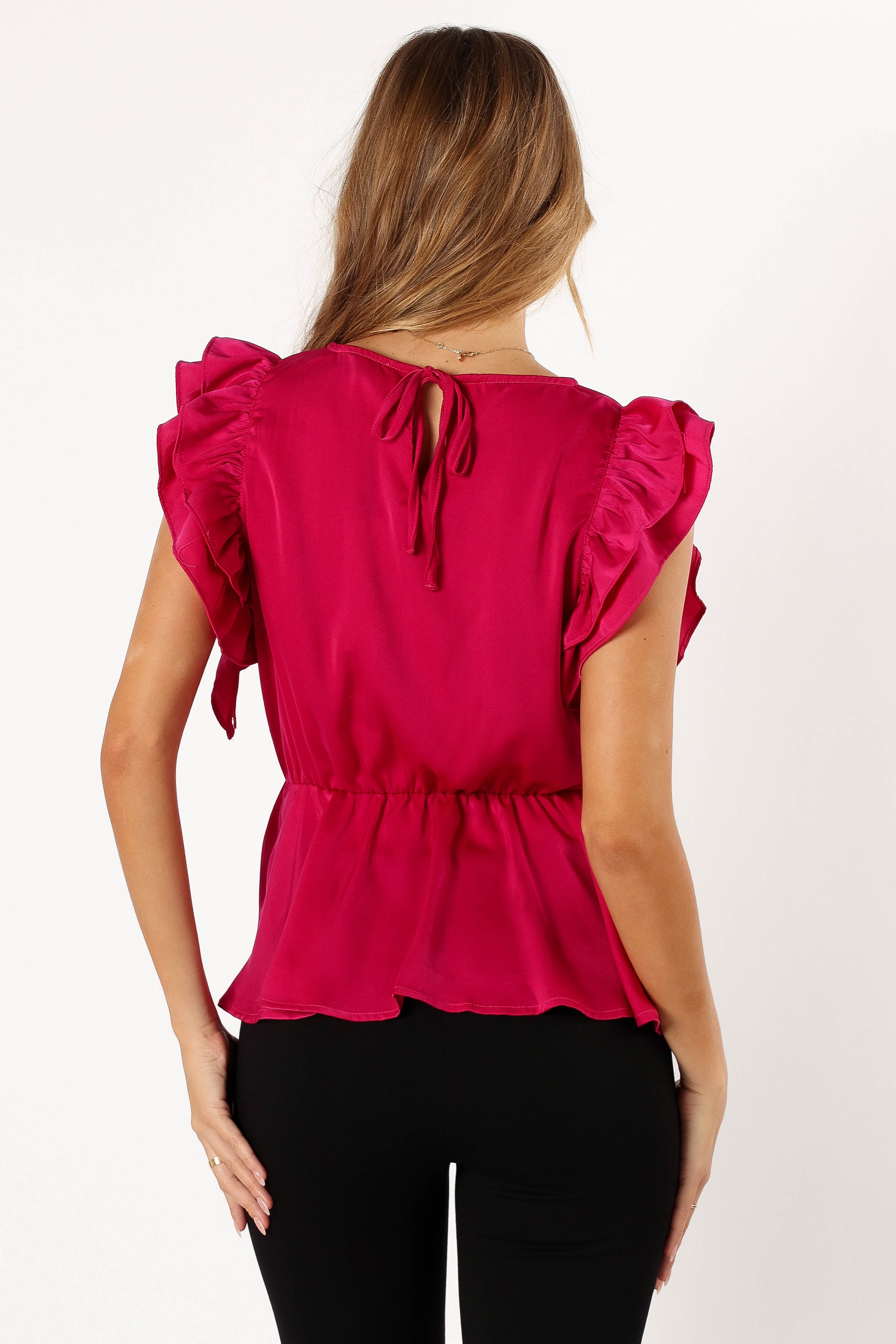 TOPS @Amelia Ruffle Top - Fuchsia (hold for V Day)