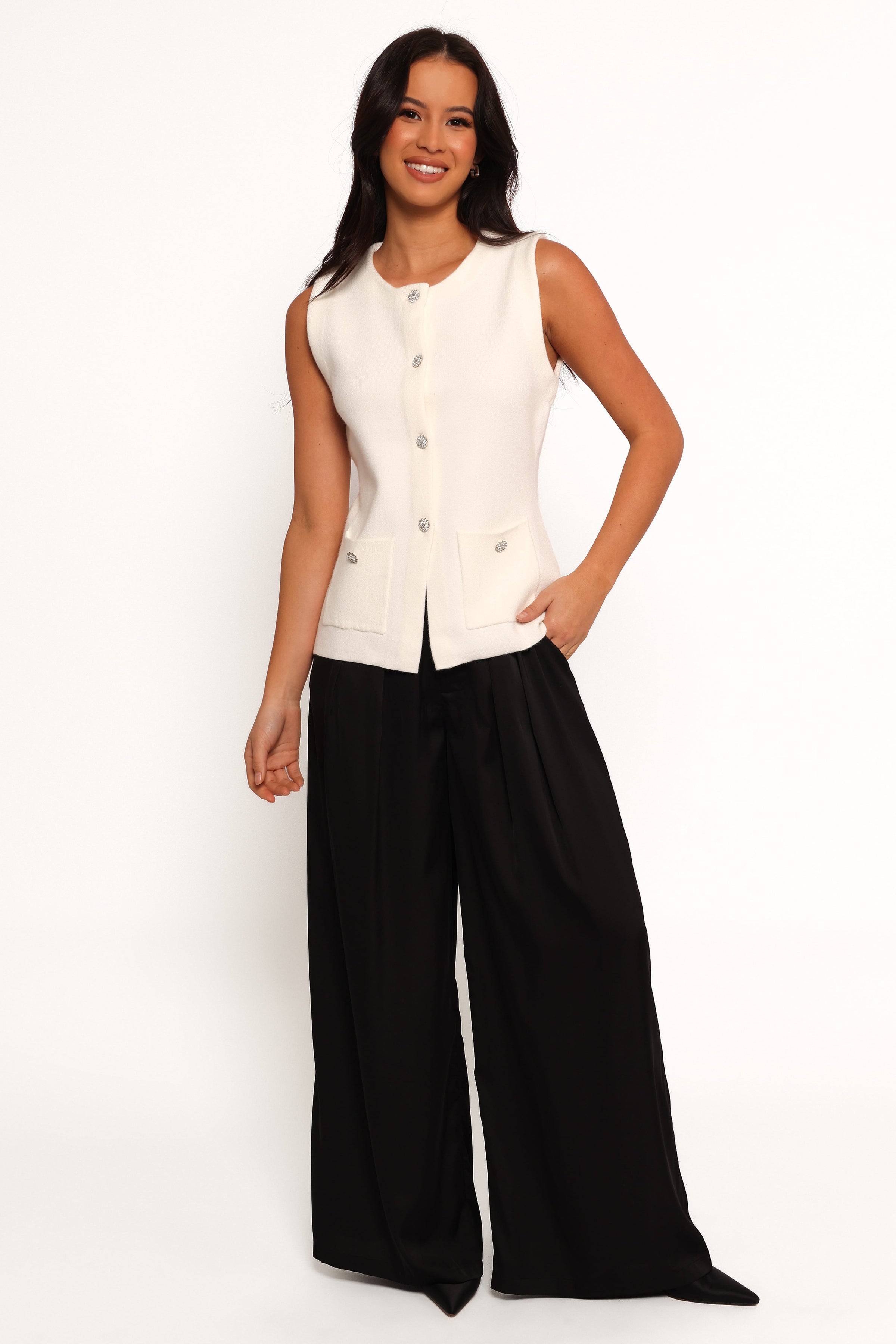 TOPS Andrea Knit Vest Top - Cream