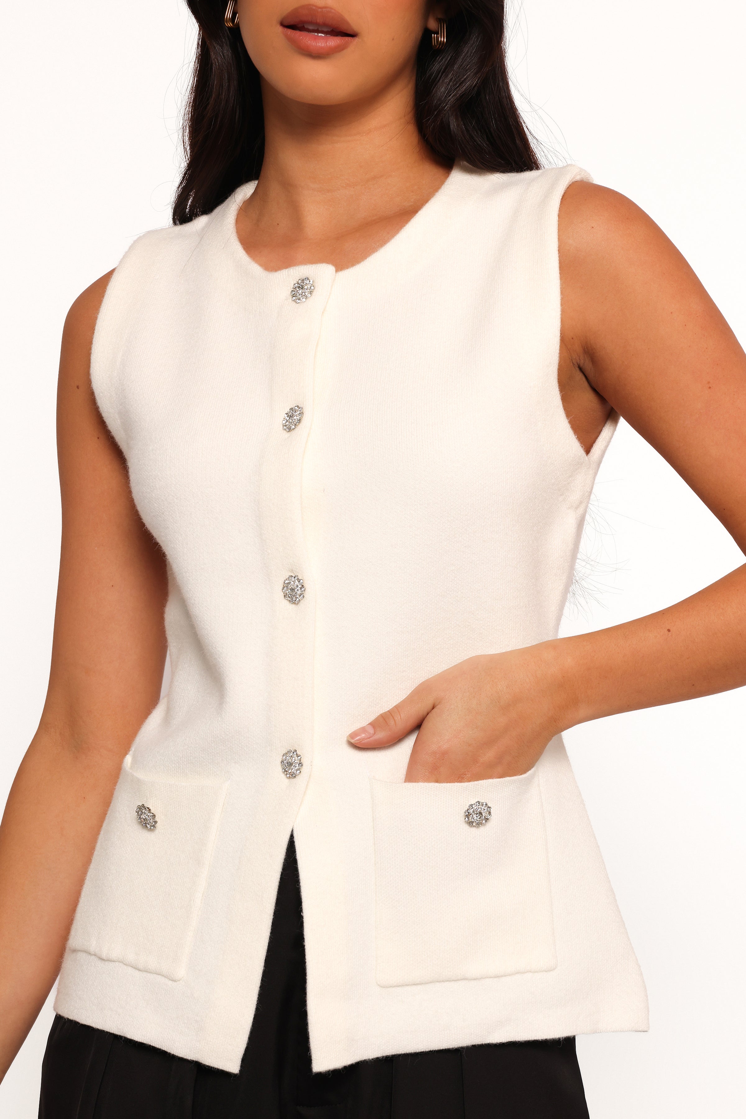 TOPS Andrea Knit Vest Top - Cream