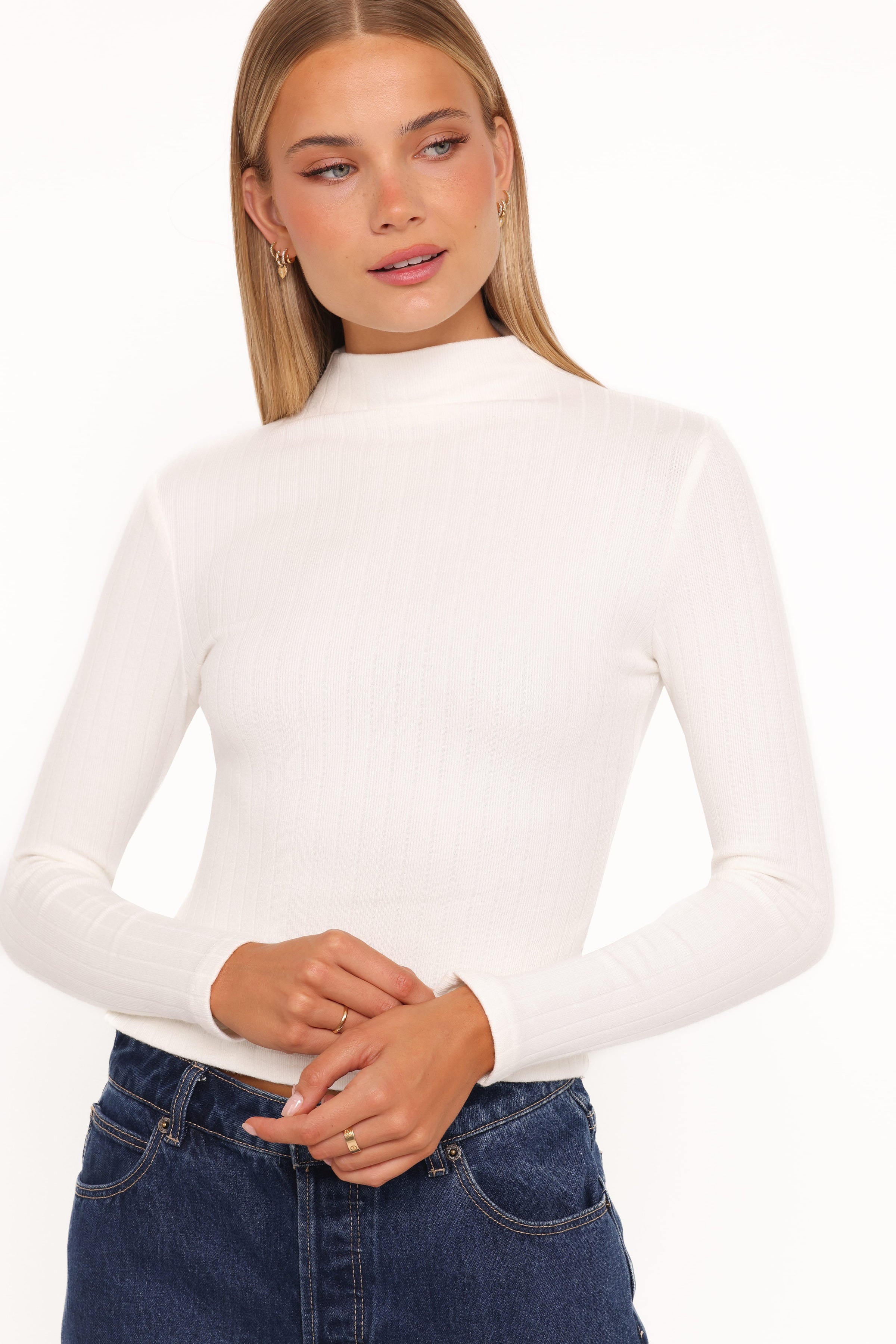 TOPS Andromeda Ribbed Knit Top - Ivory