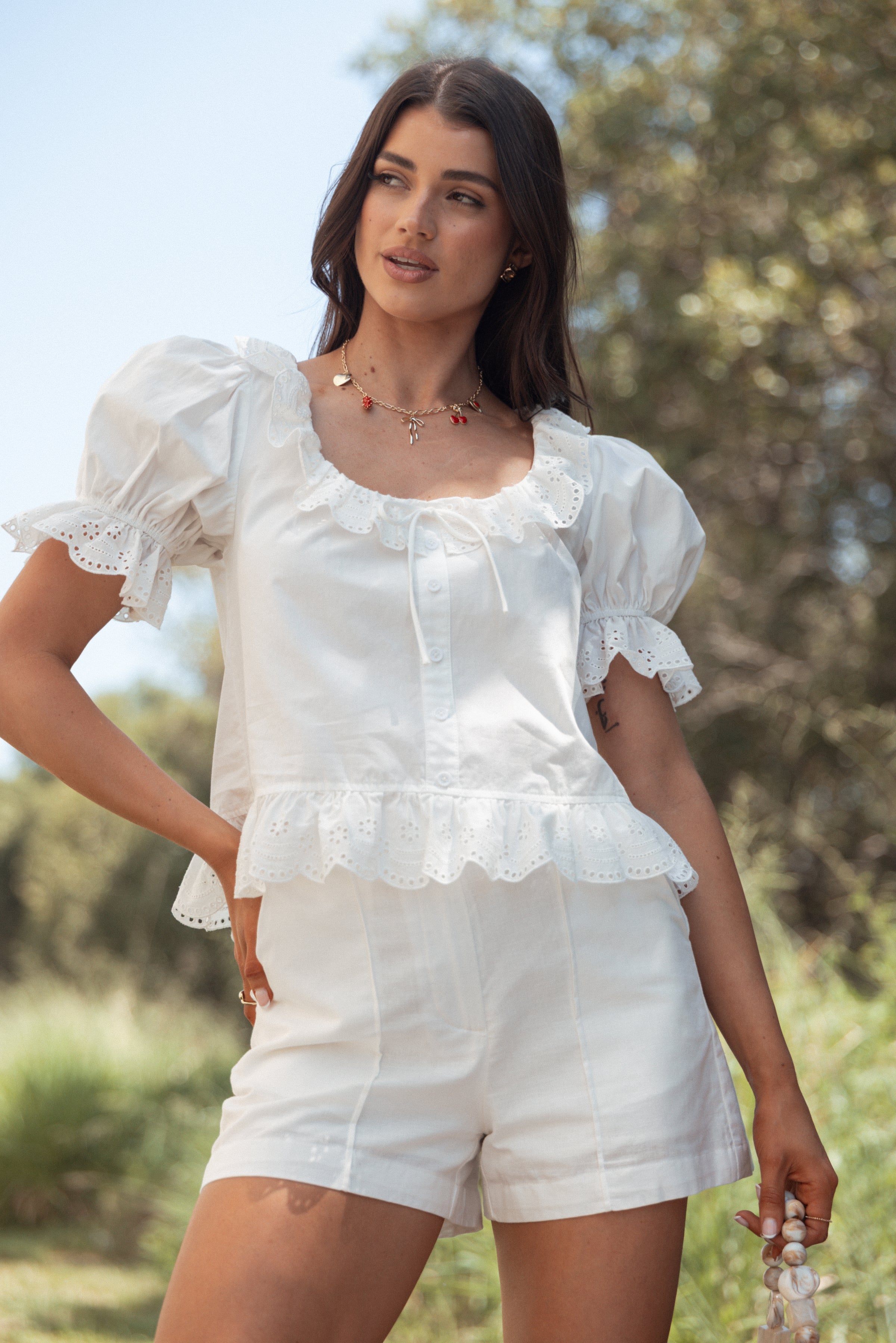 TOPS Anouk Button Through Top - White