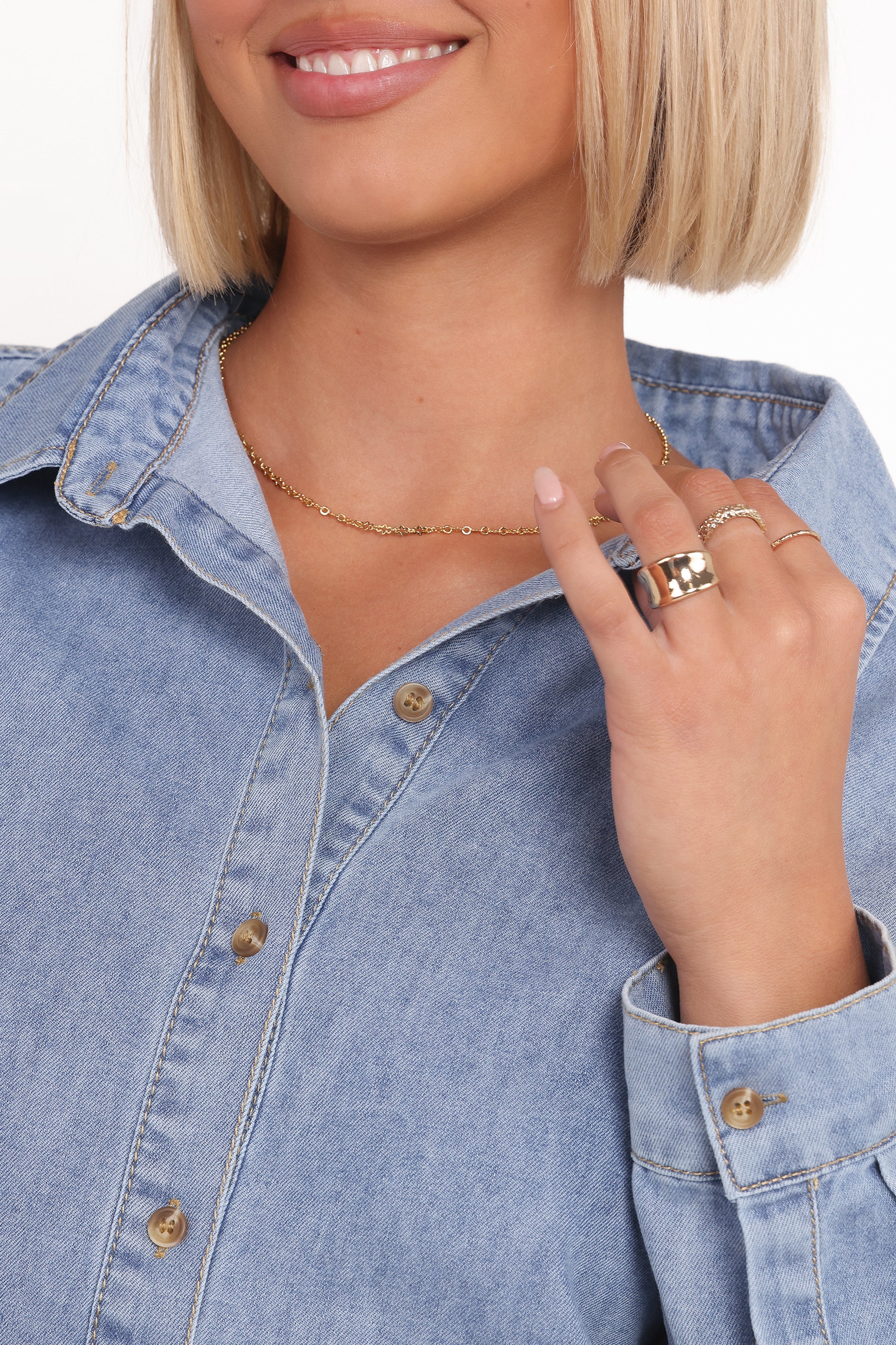TOPS Antonella Denim Shirt - Denim Blue