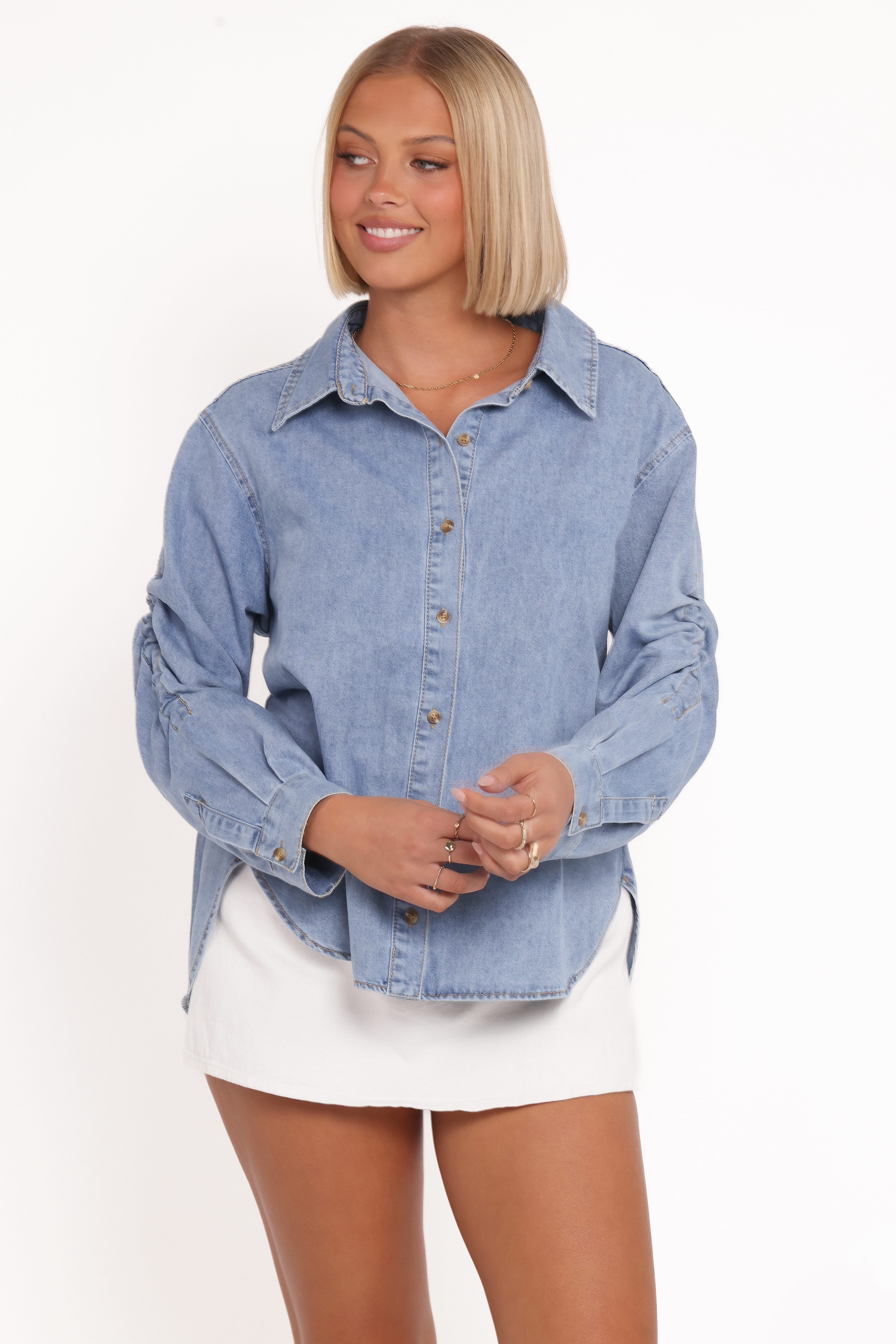 TOPS Antonella Denim Shirt - Denim Blue
