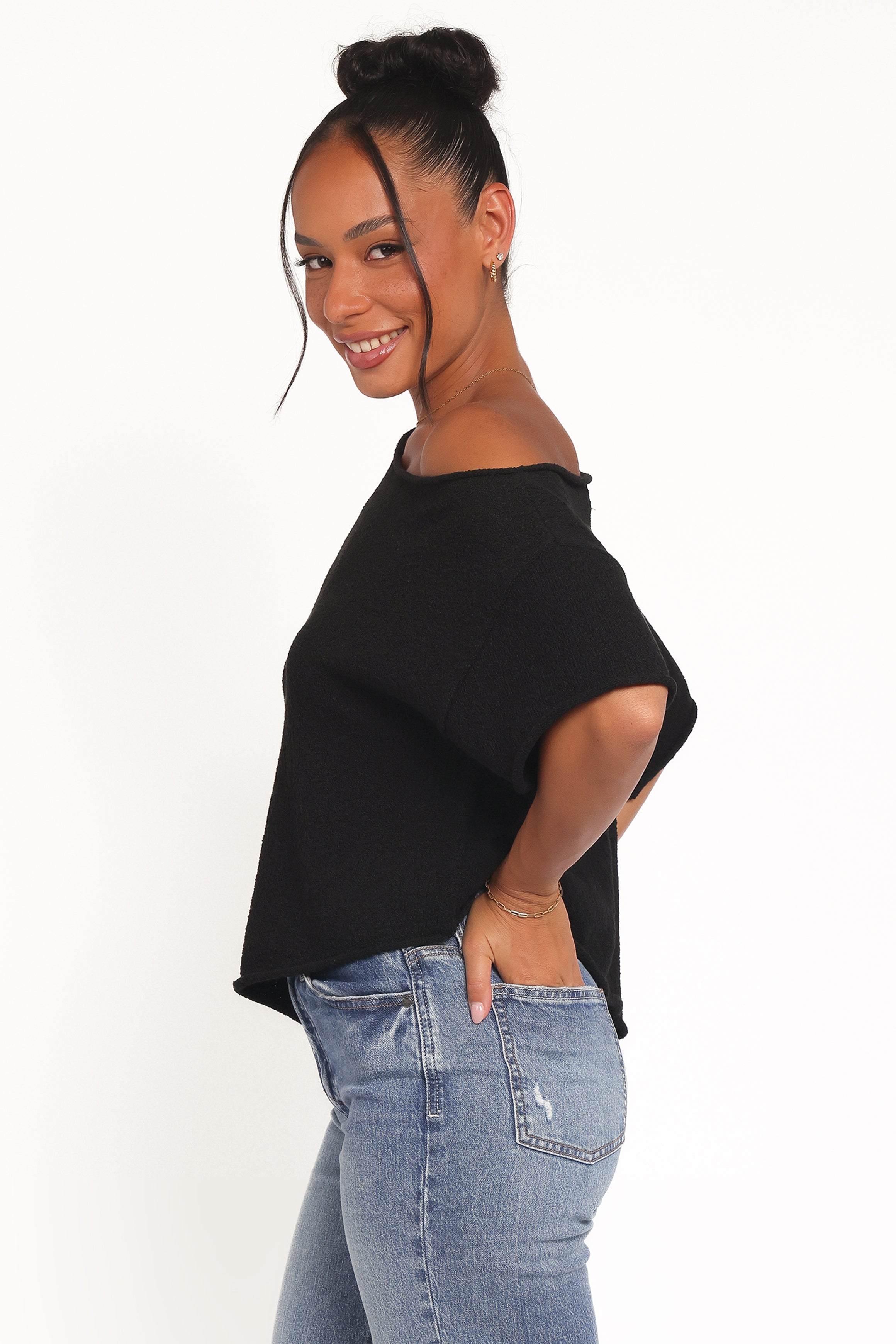 TOPS Ardena Boucle Knit Top - Black
