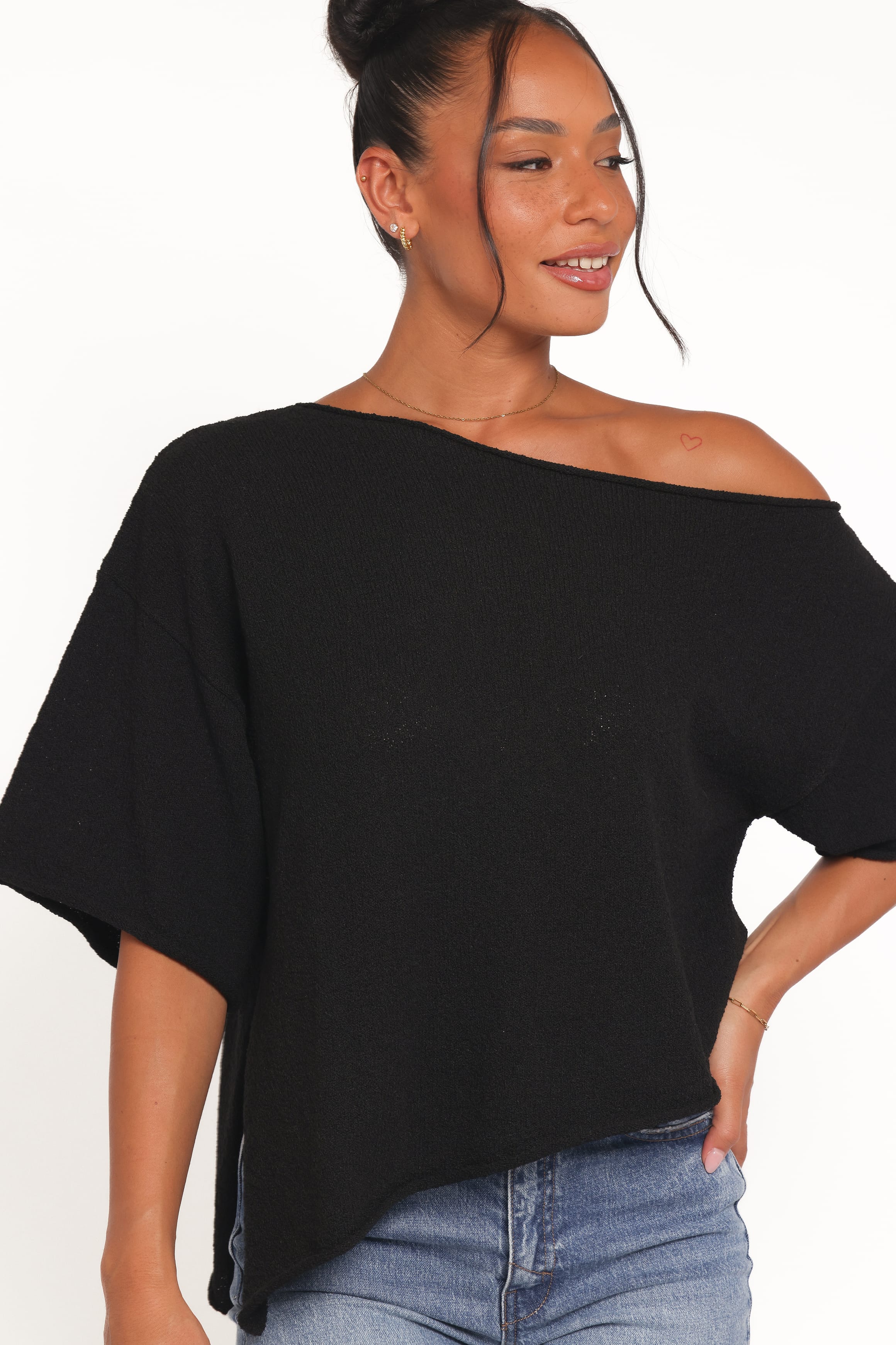 TOPS Ardena Boucle Knit Top - Black