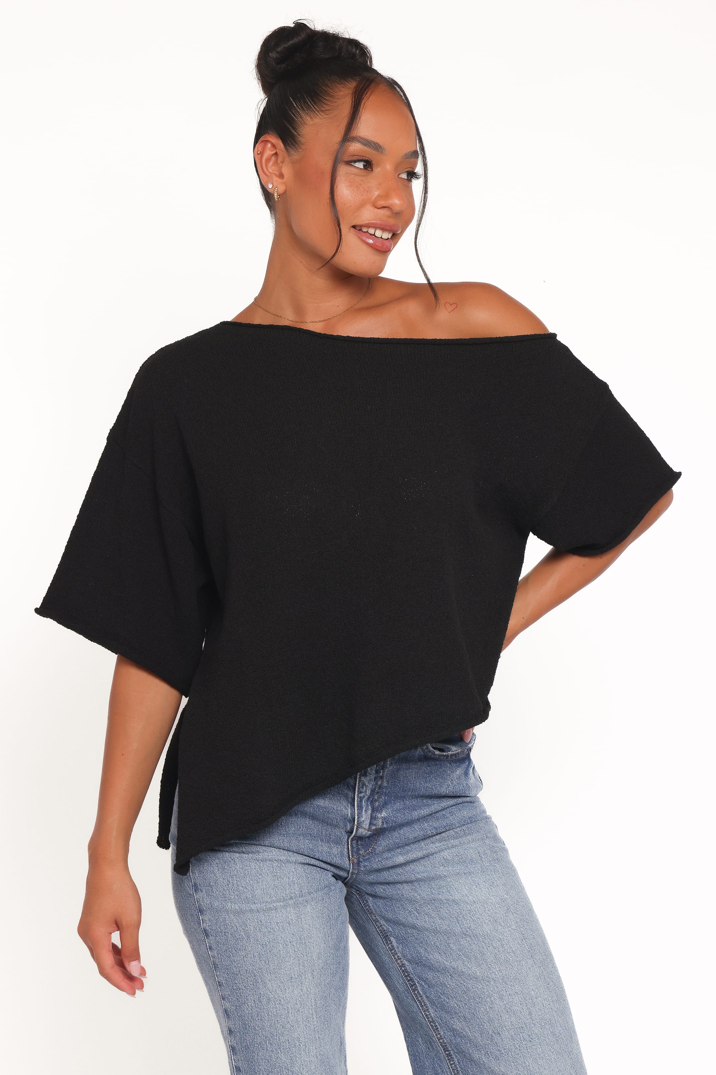 TOPS Ardena Boucle Knit Top - Black