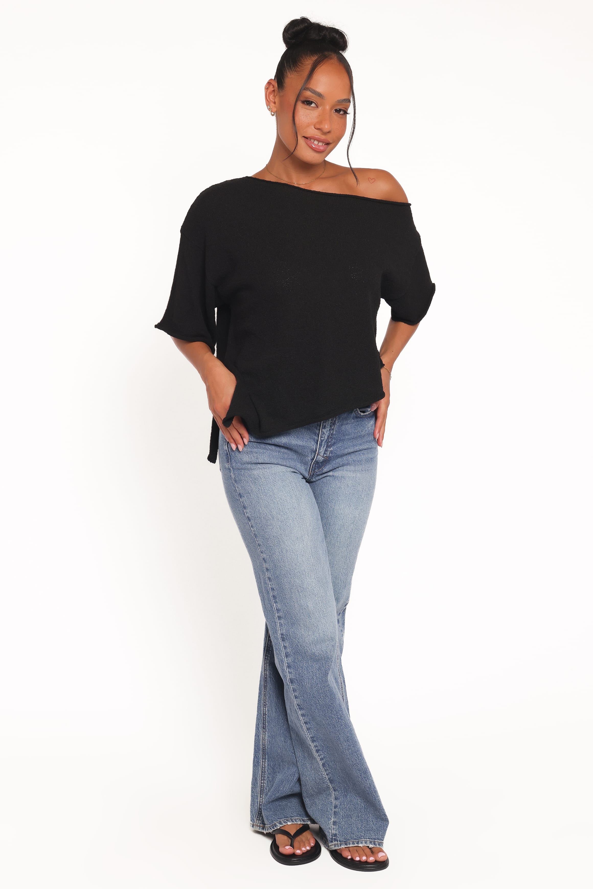 TOPS Ardena Boucle Knit Top - Black