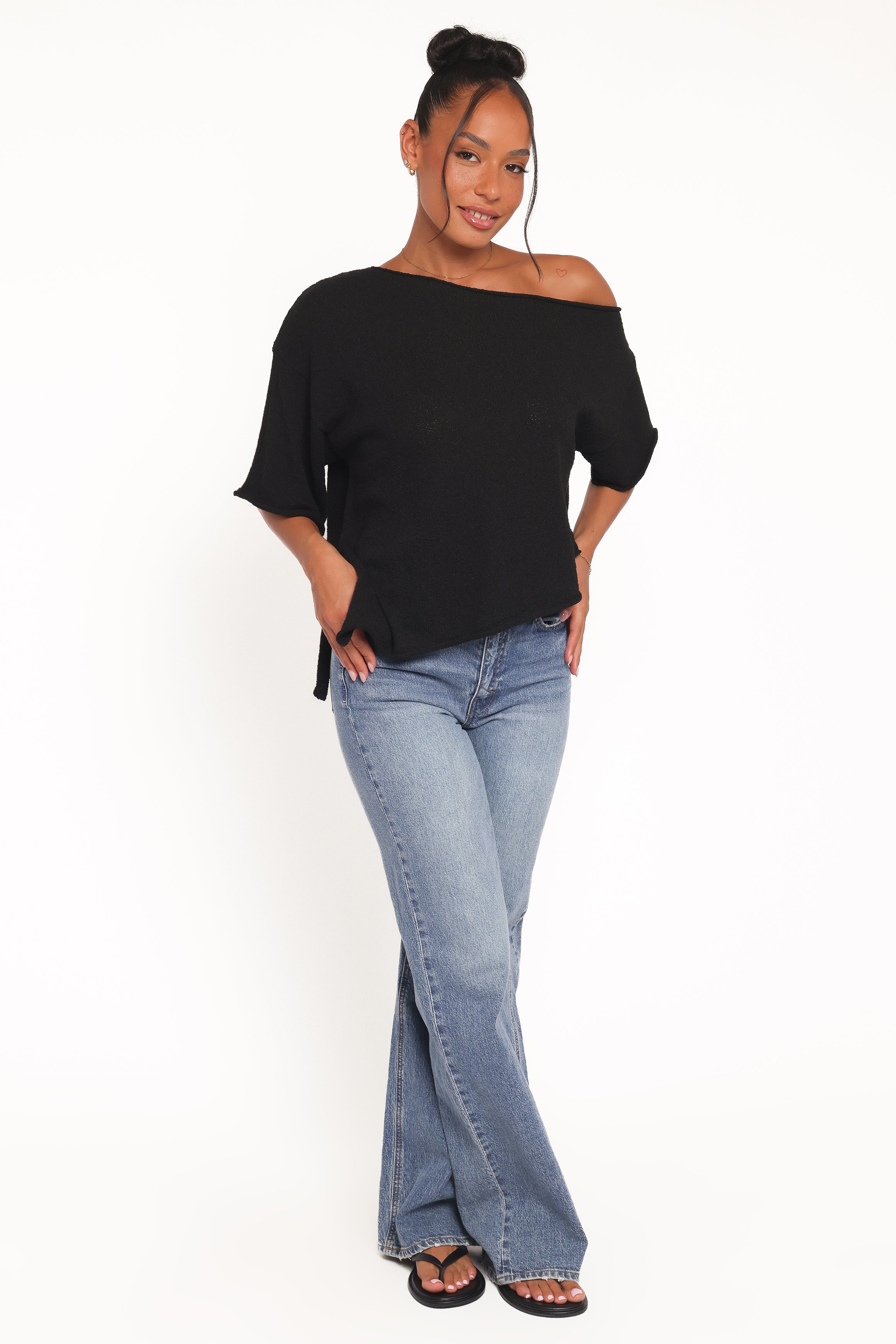 TOPS Ardena Boucle Knit Top - Black