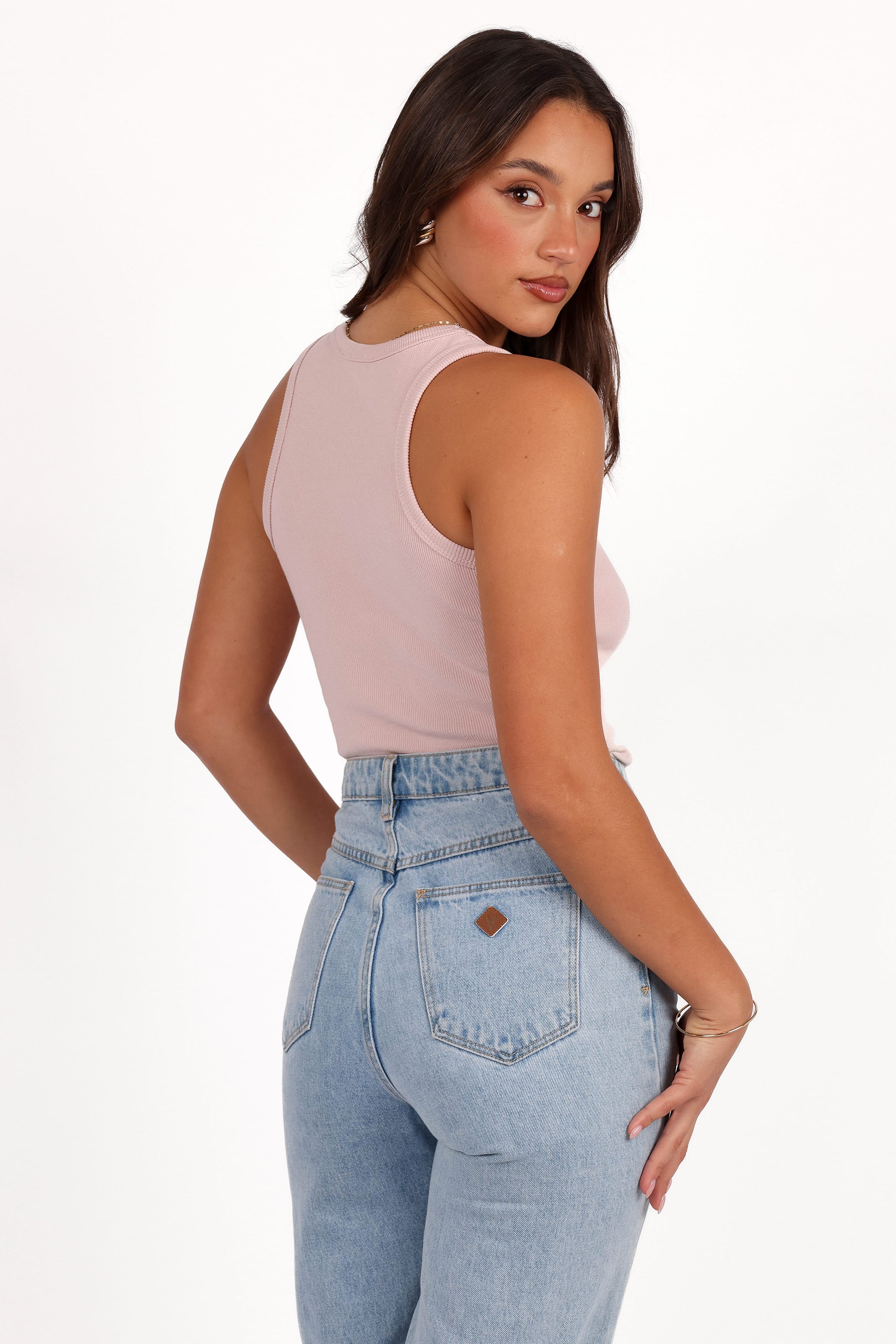 TOPS Ari Ribbed Tank Top - Blush