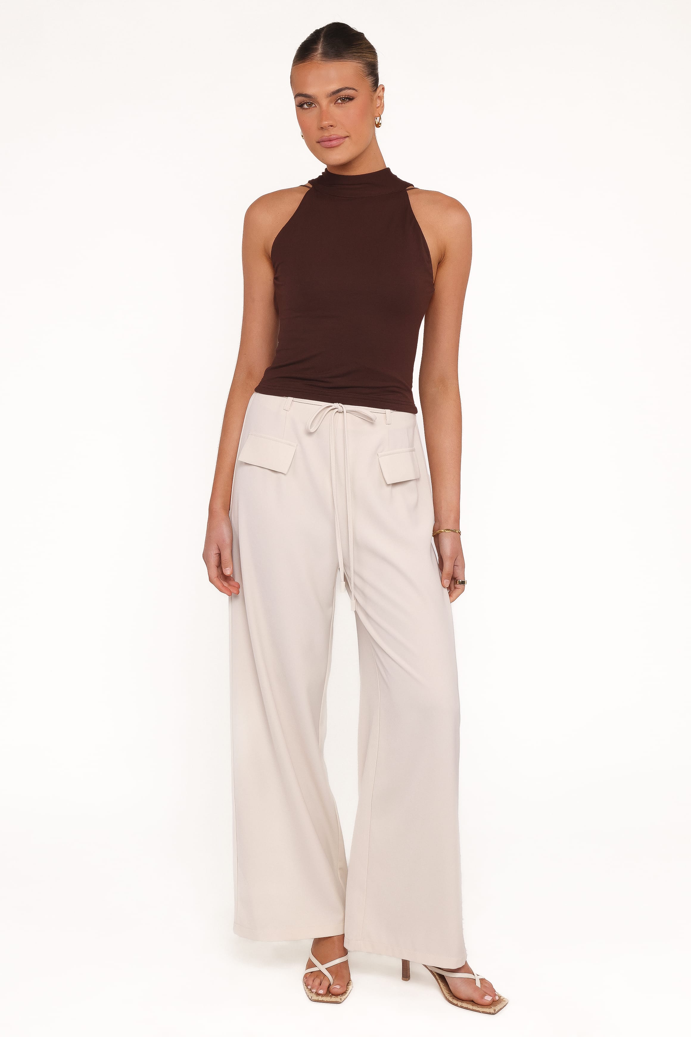 TOPS Aries Knit Halter Top - Brown