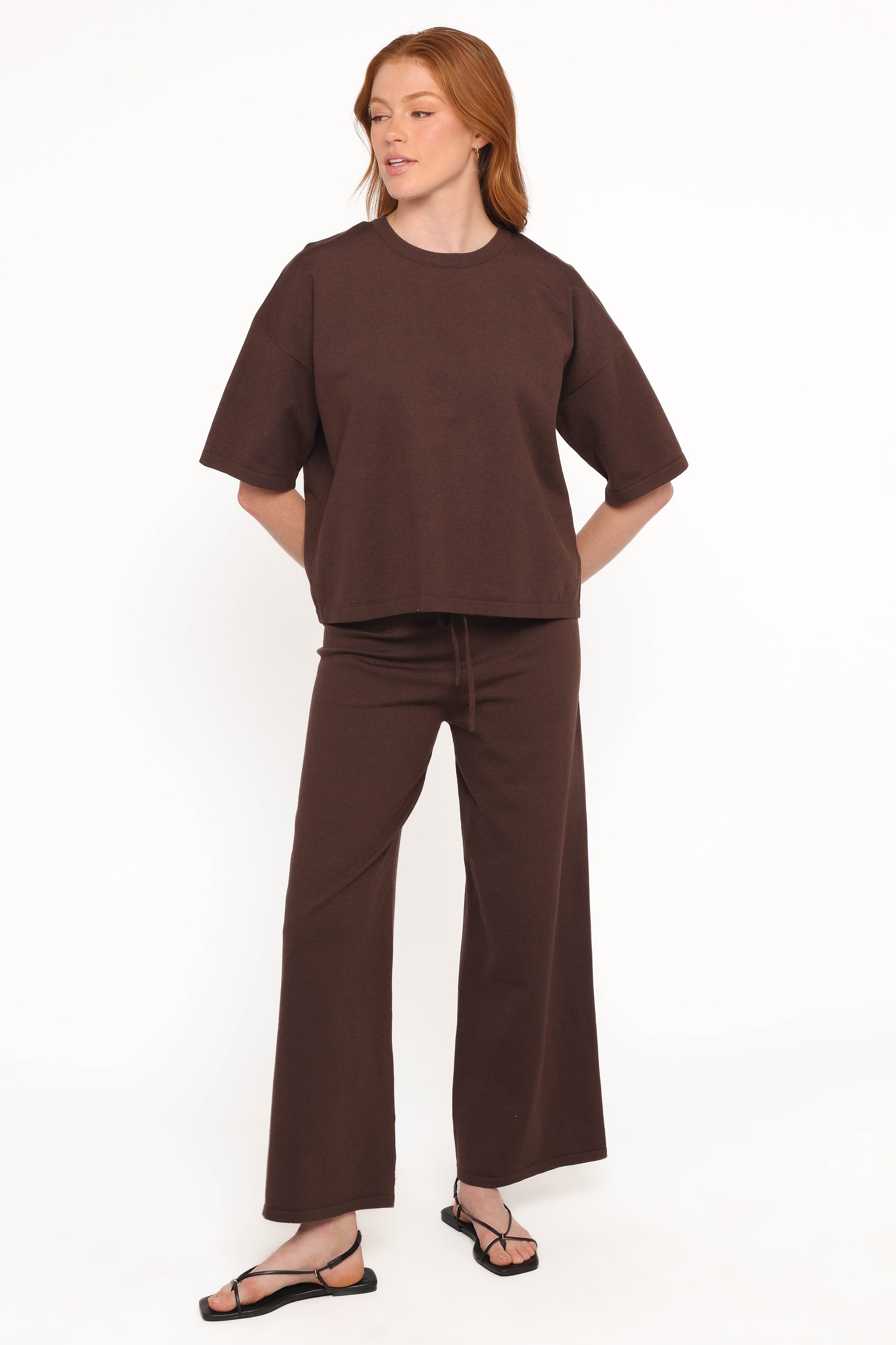 TOPS Ash Knitted T-Shirt - Chocolate