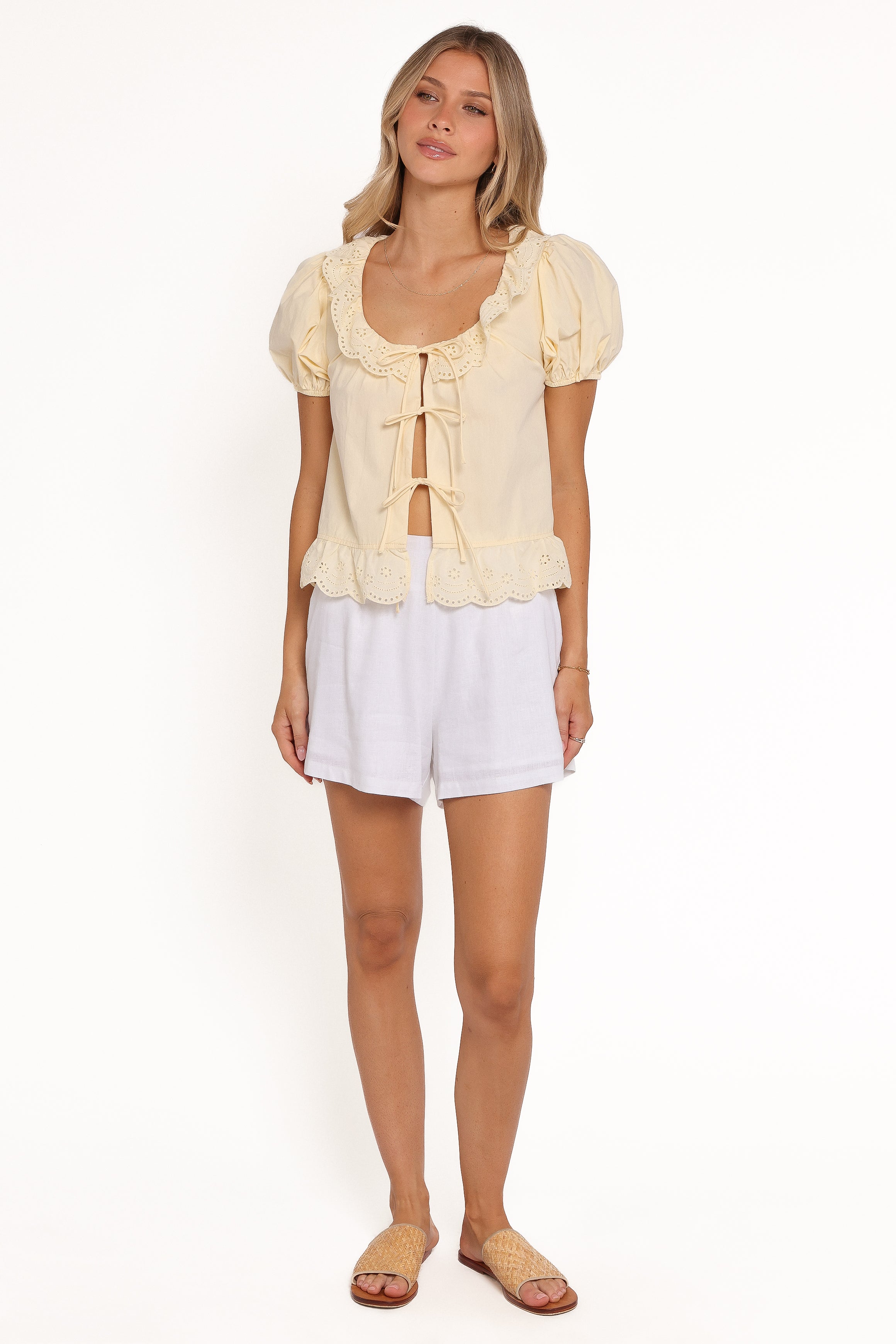 TOPS Aspen Tie Front Top - Mango