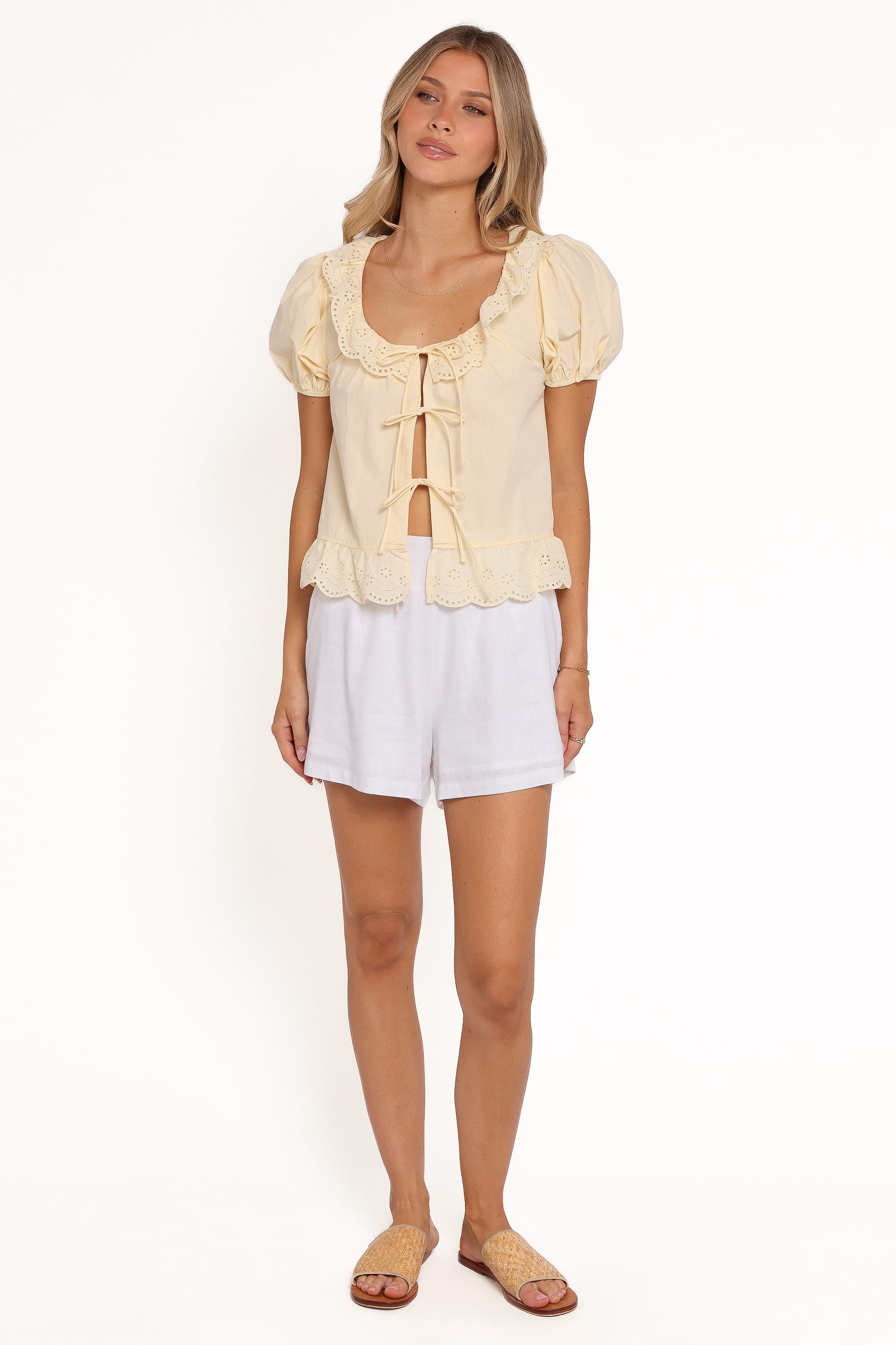 TOPS Aspen Tie Front Top - Mango
