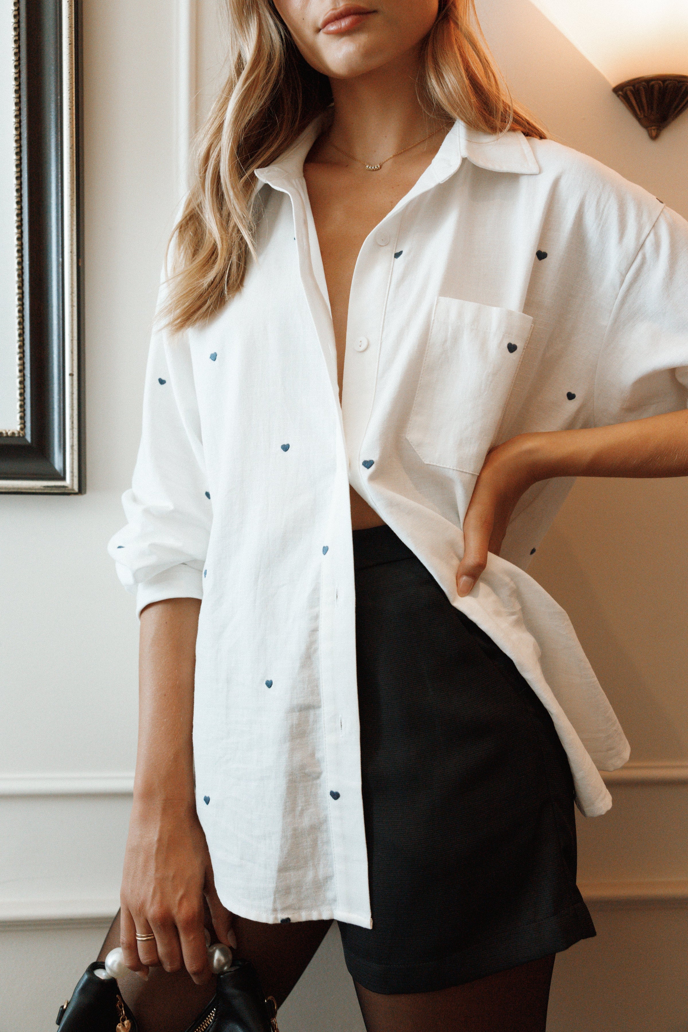 TOPS Avah Button Down Top - White