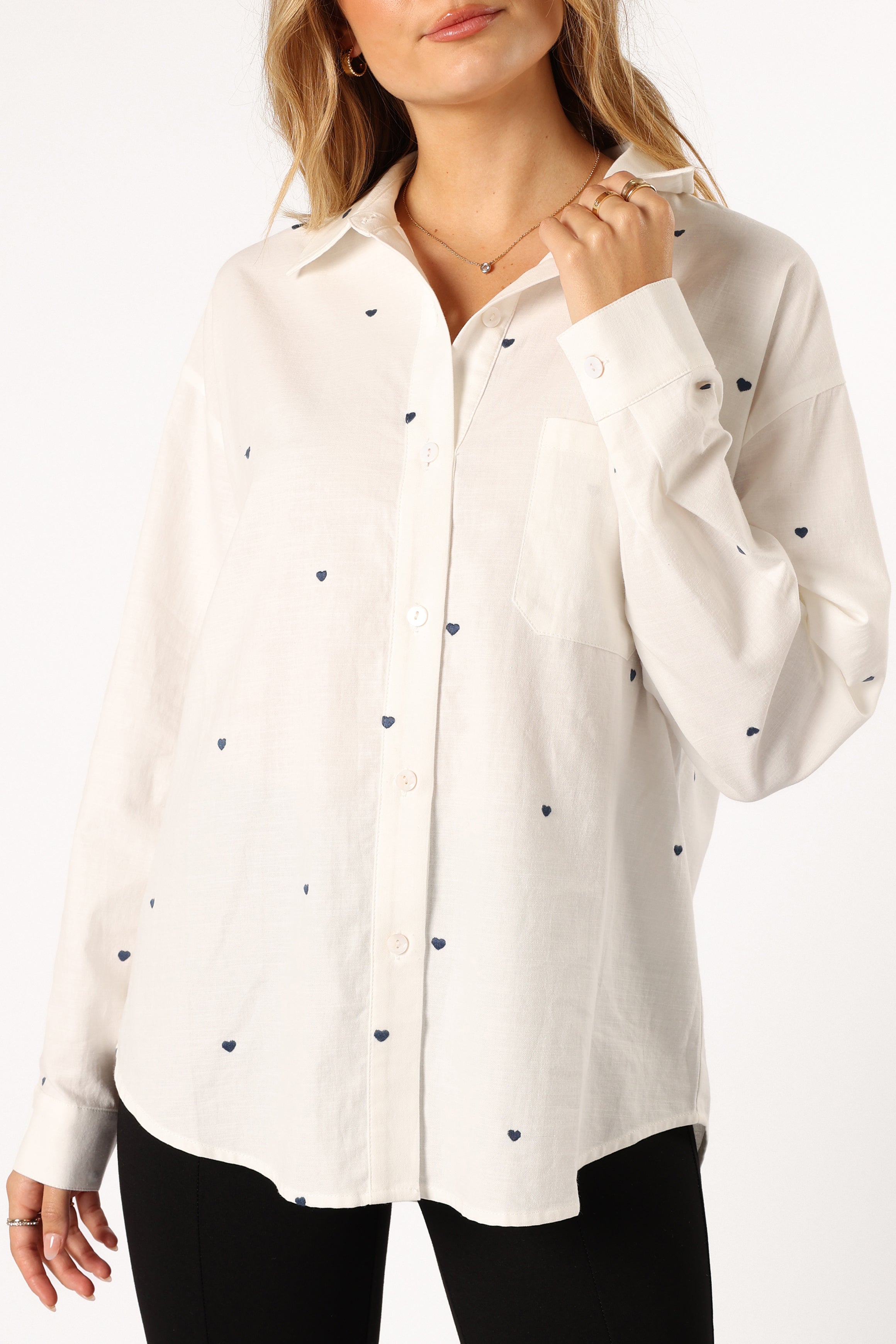 TOPS @Avah Button Down Top - White (hold for V Day)