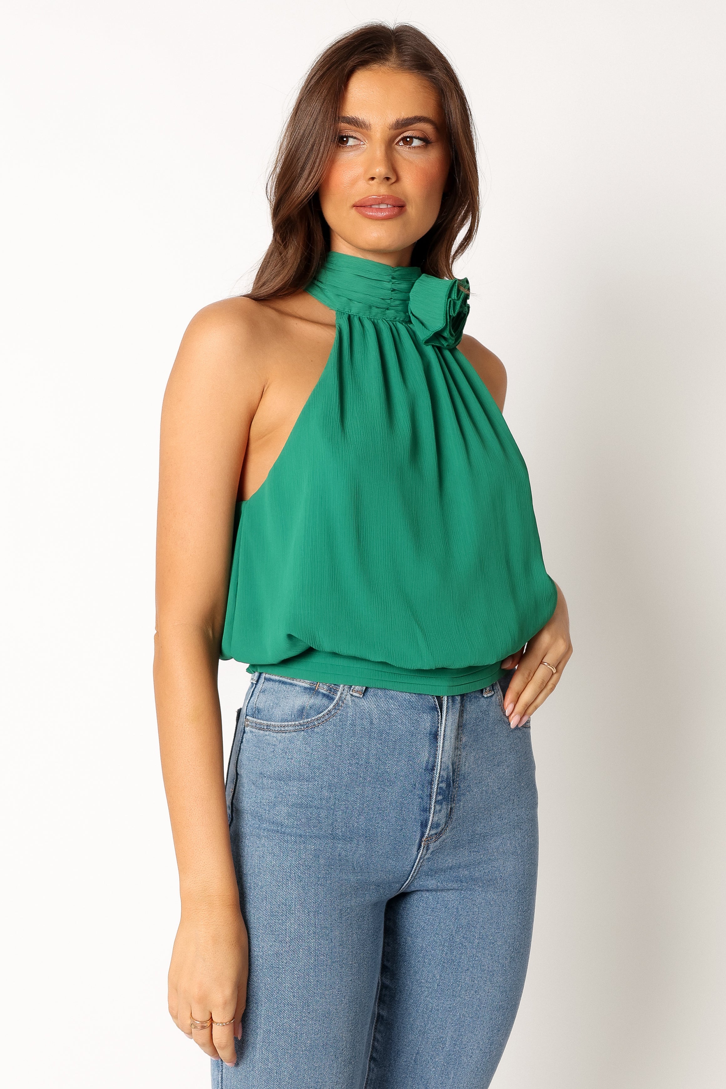 TOPS @Avery Rosette Detail Top - Green