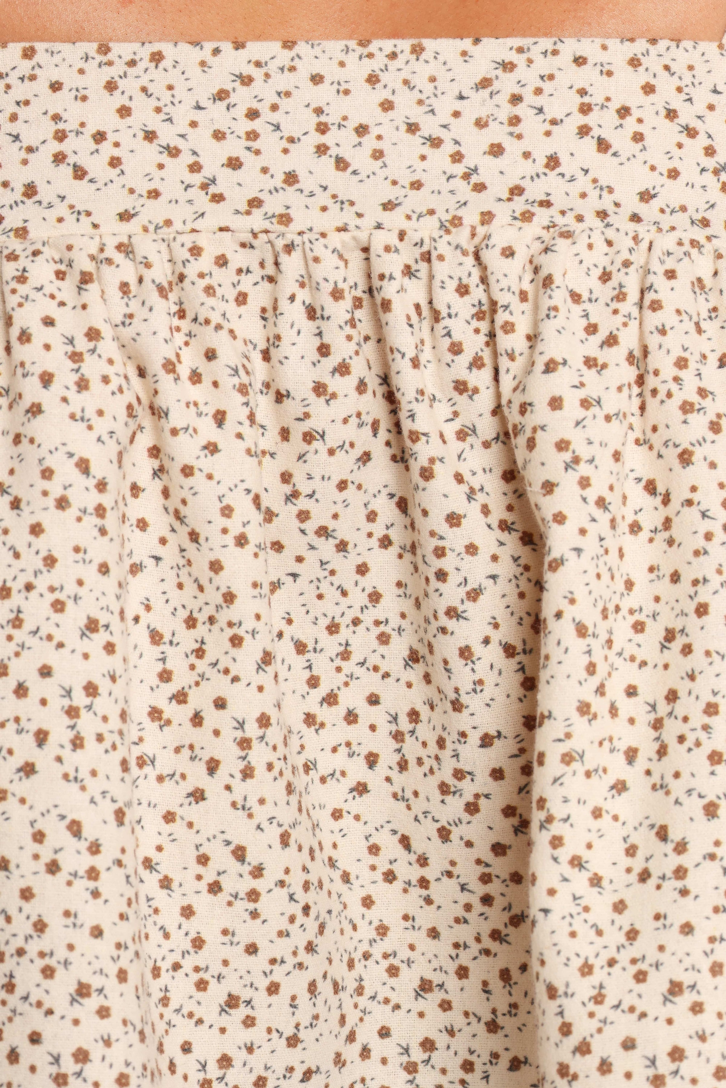 TOPS Belakey Top - Ivory Brown Floral