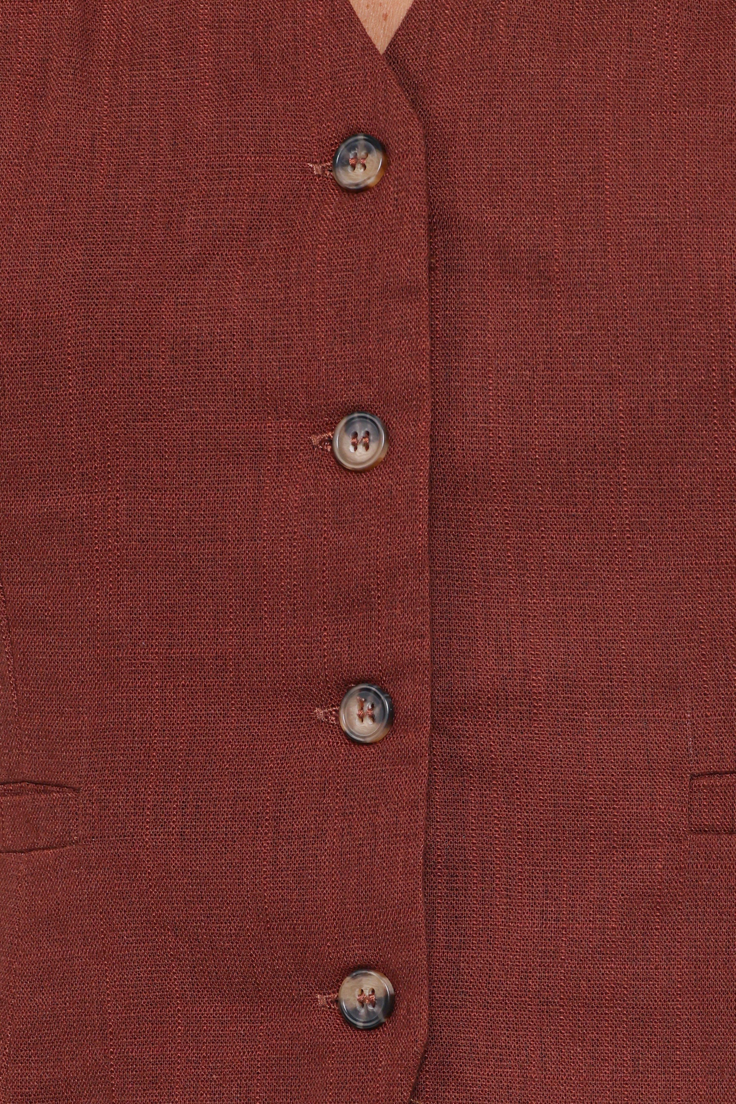 TOPS Bell Linen Vest - Brown