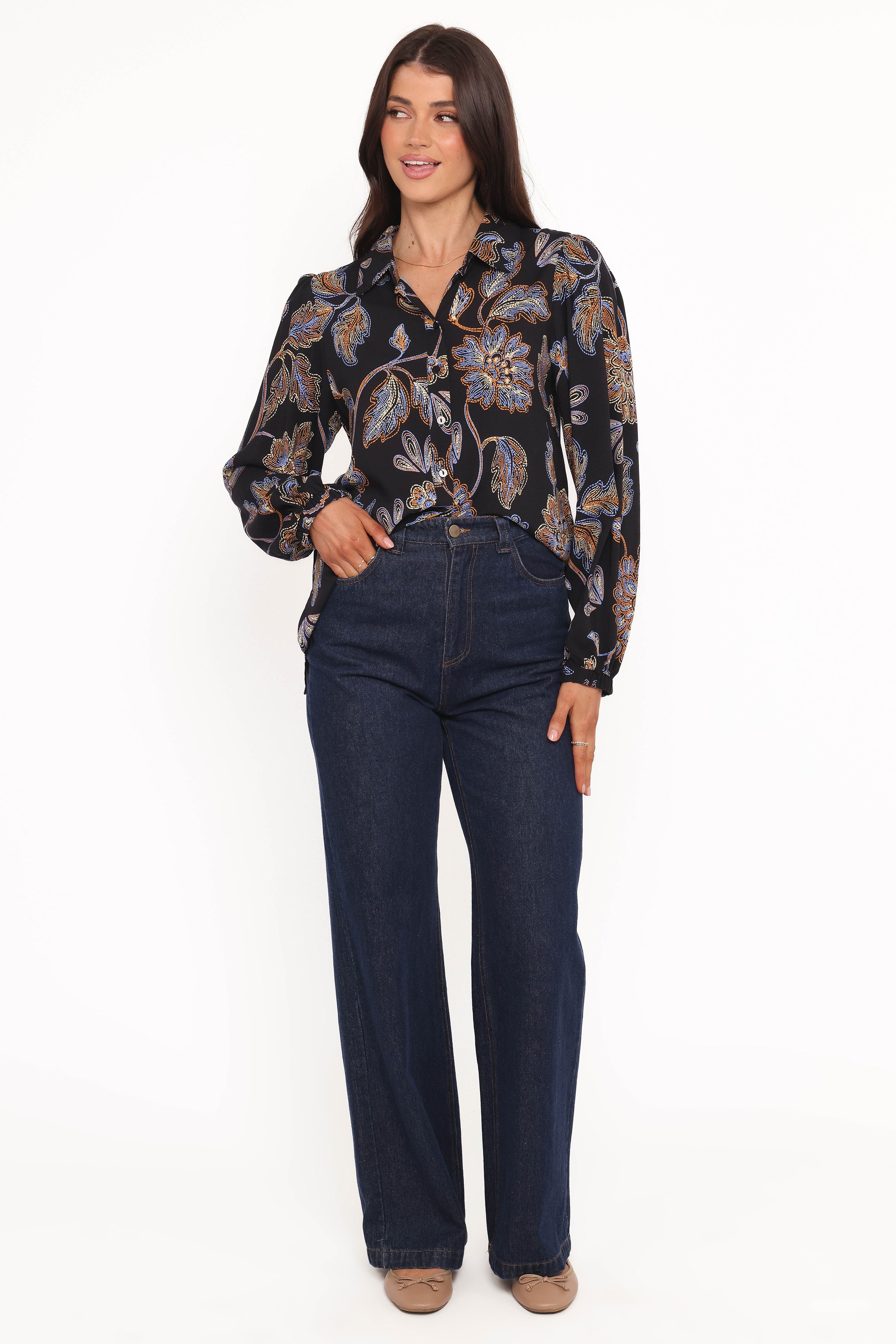 TOPS Bennett Shirt - Black Floral