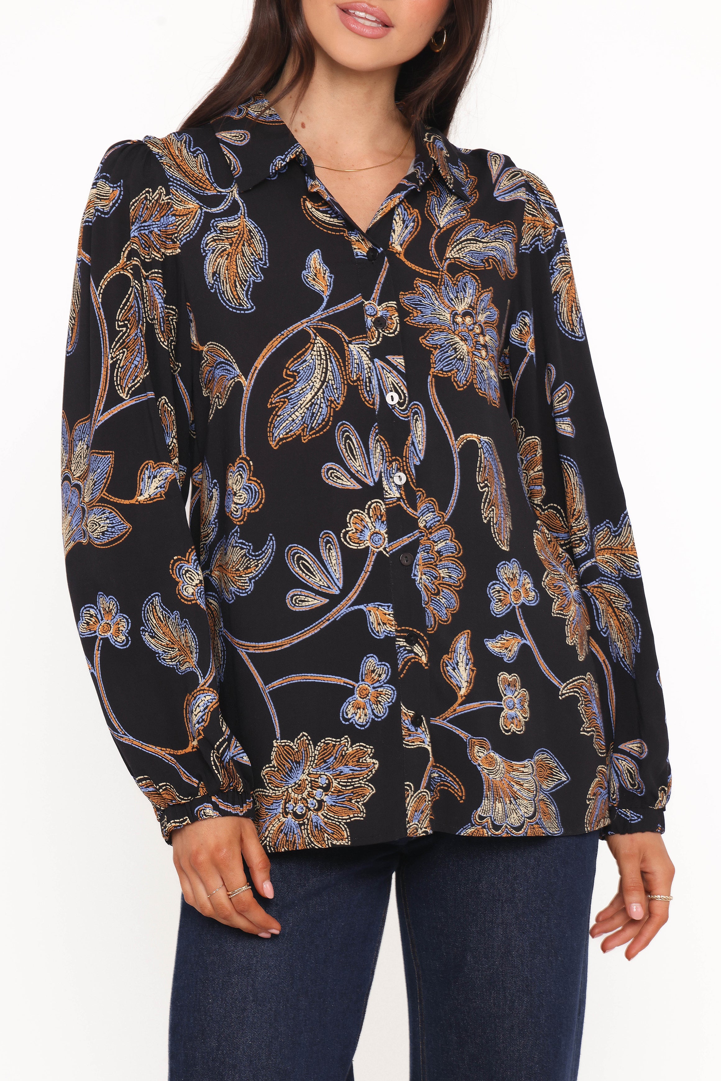 TOPS Bennett Shirt - Black Floral