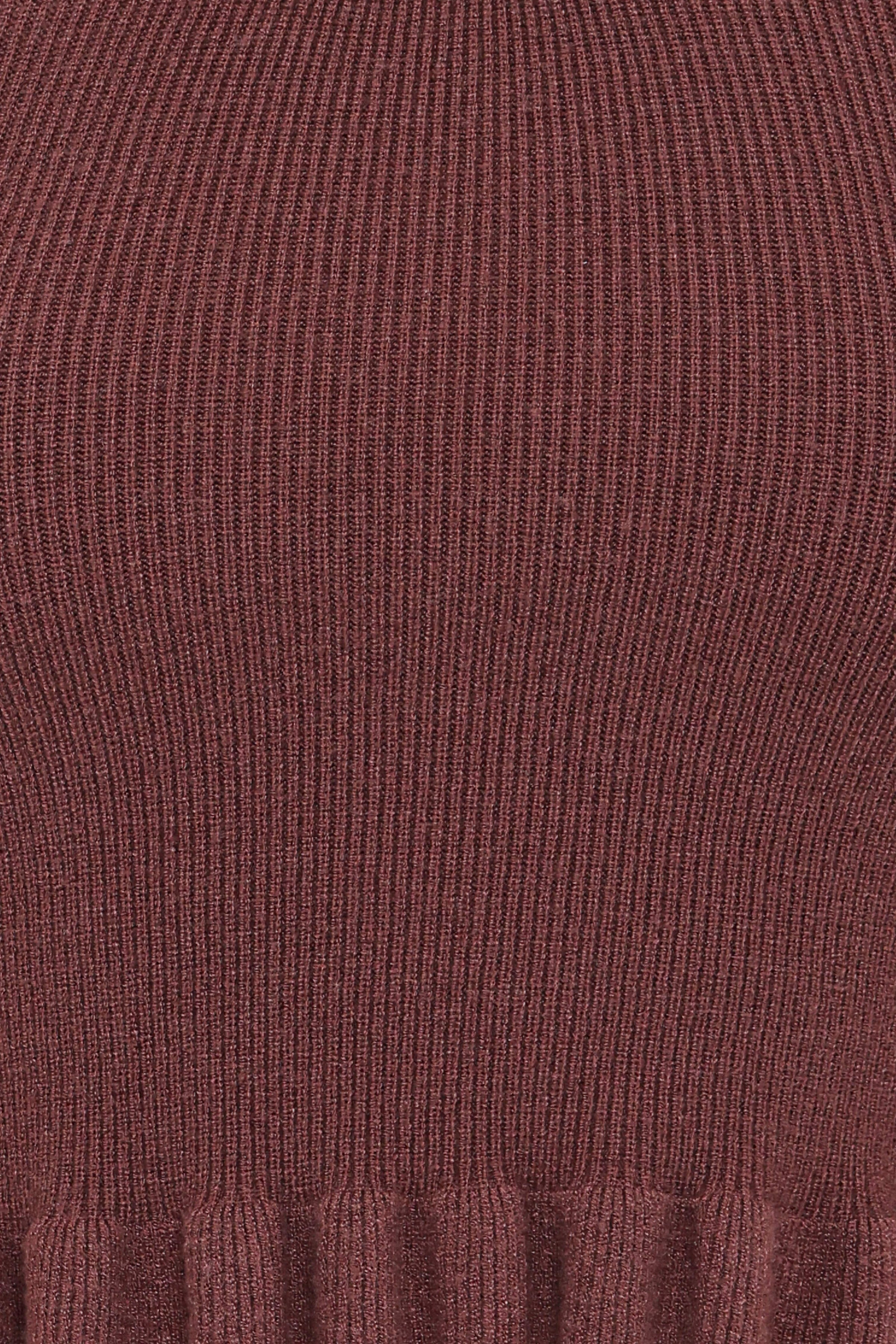 TOPS Berenice Ruffle Hem Knitted Top - Brown