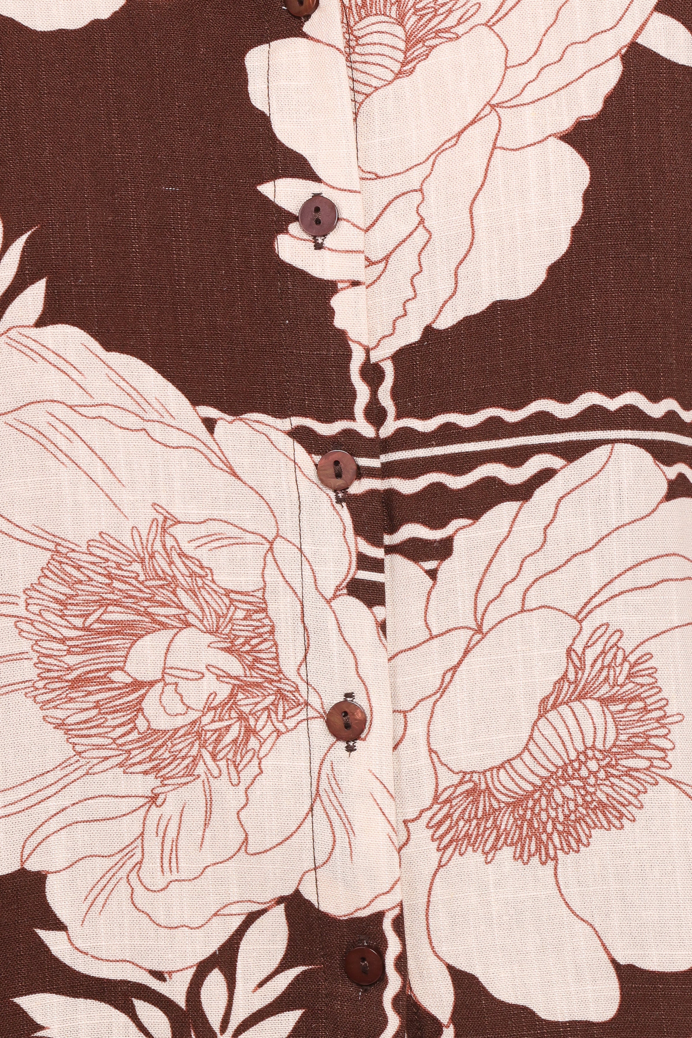 TOPS Bernadine Short Sleeve Shirt - Brown Floral