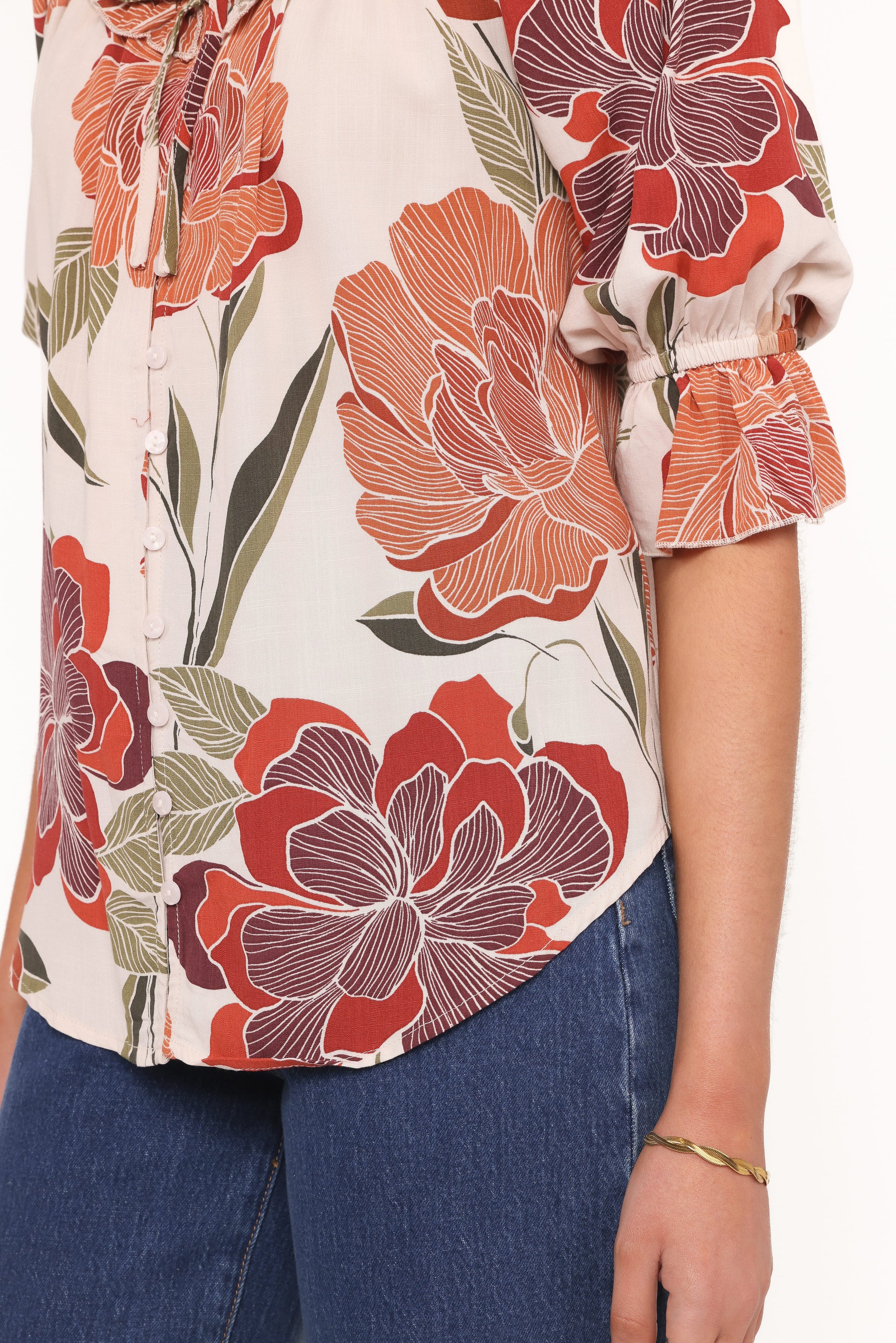TOPS Bertha Top - Fall Floral