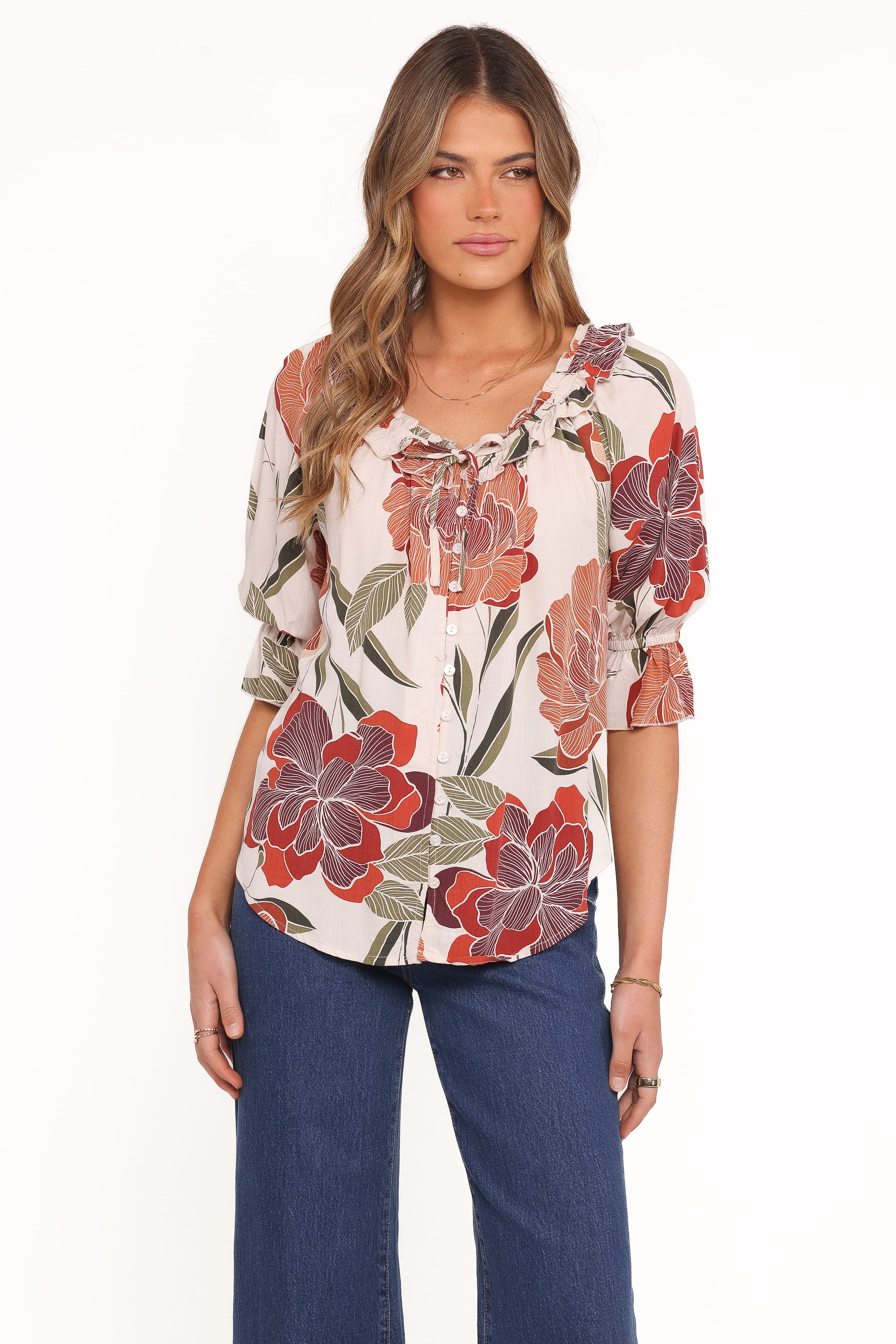 TOPS Bertha Top - Fall Floral