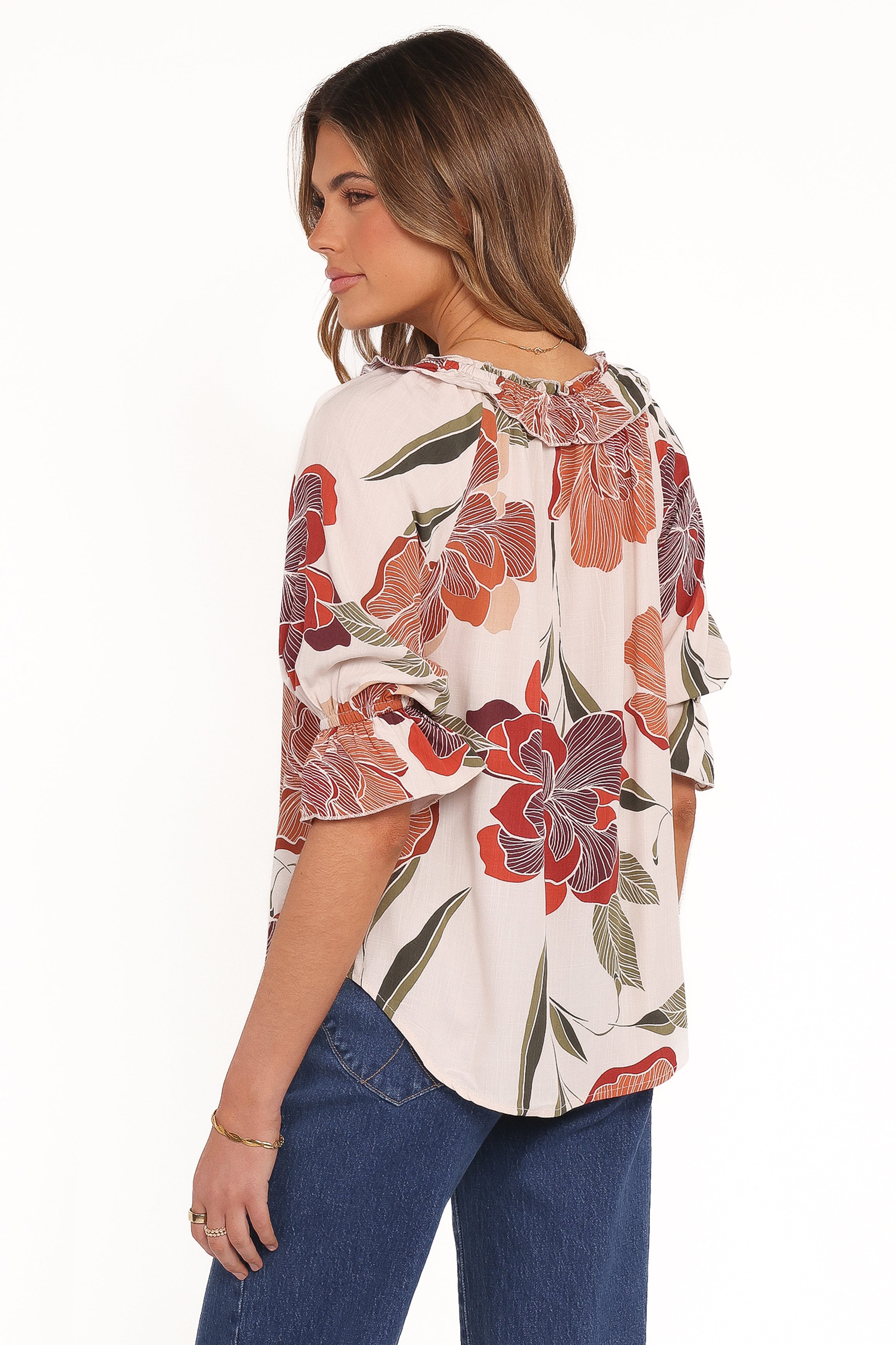 TOPS Bertha Top - Fall Floral