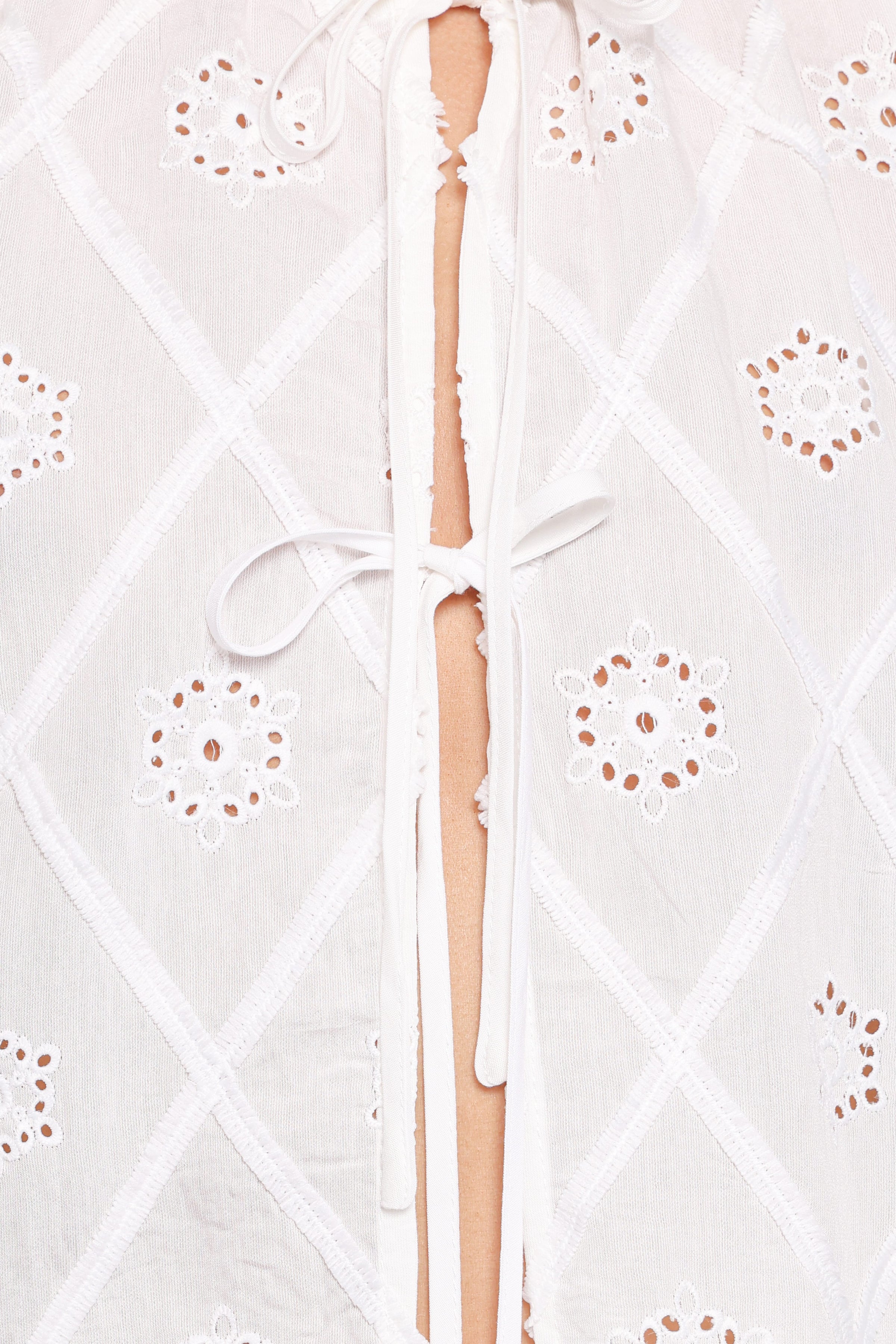 TOPS Bonnie Short Sleeve Top - White Texture